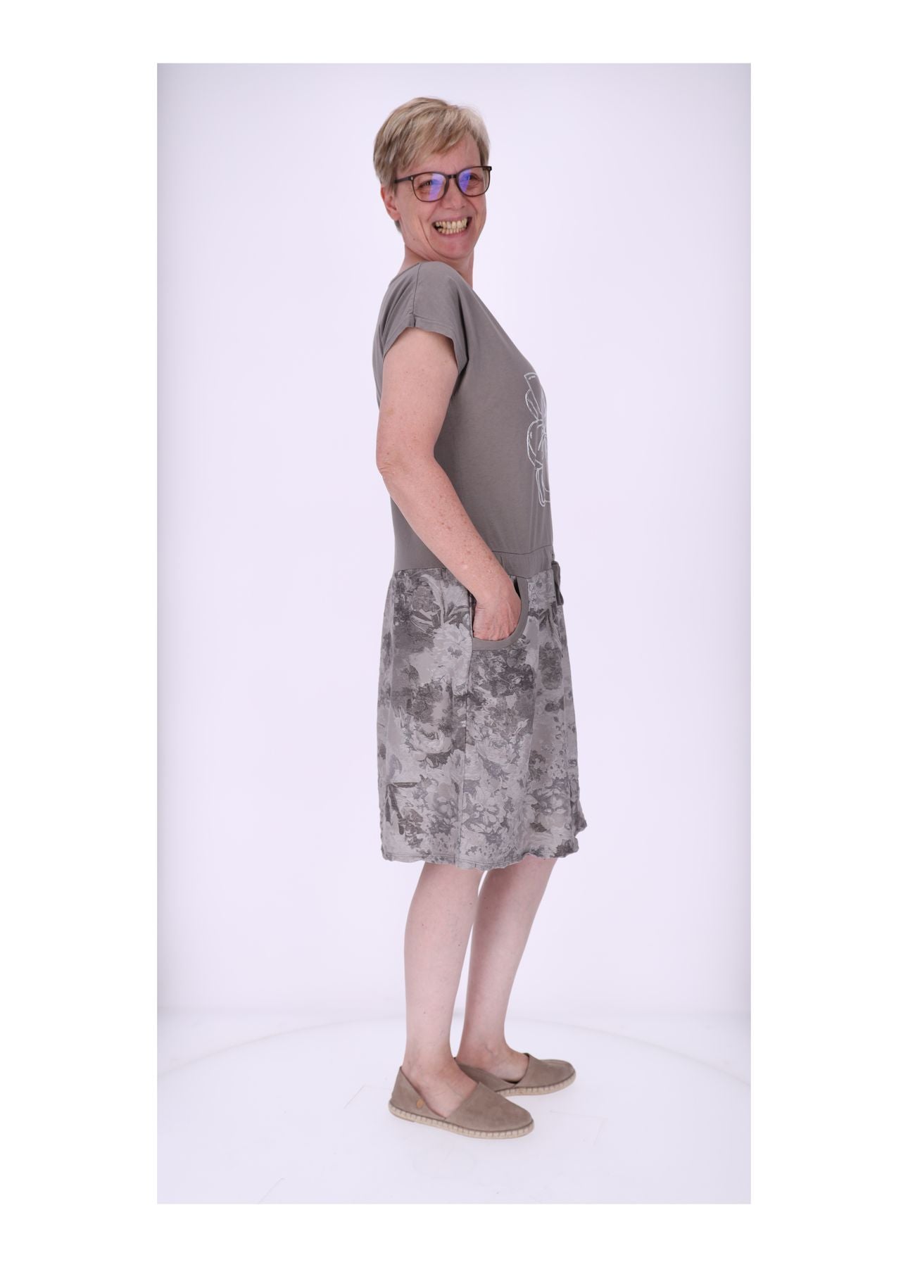 Damen Sweatkleid Rock Marmoriert