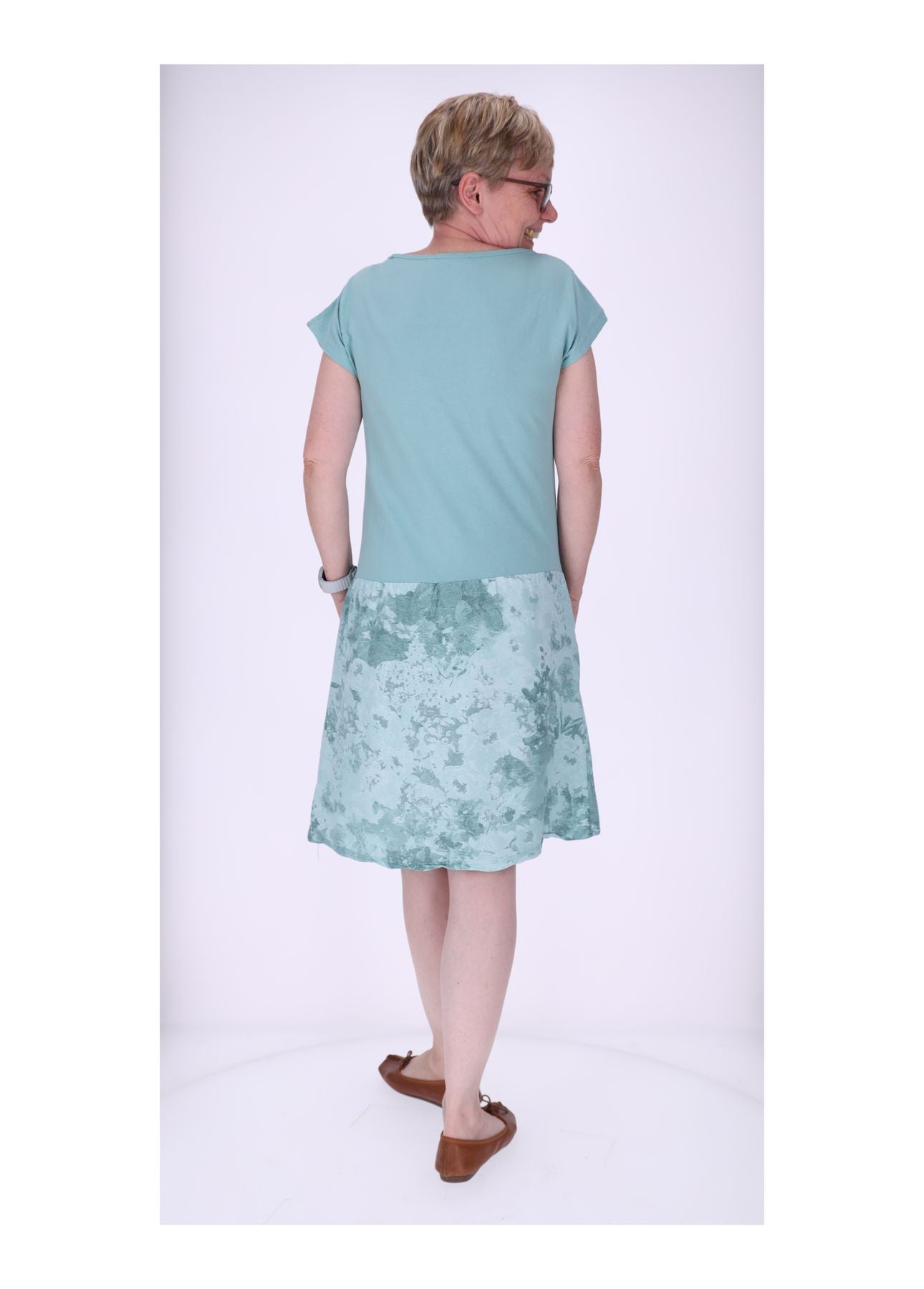 Damen Sweatkleid Rock Marmoriert