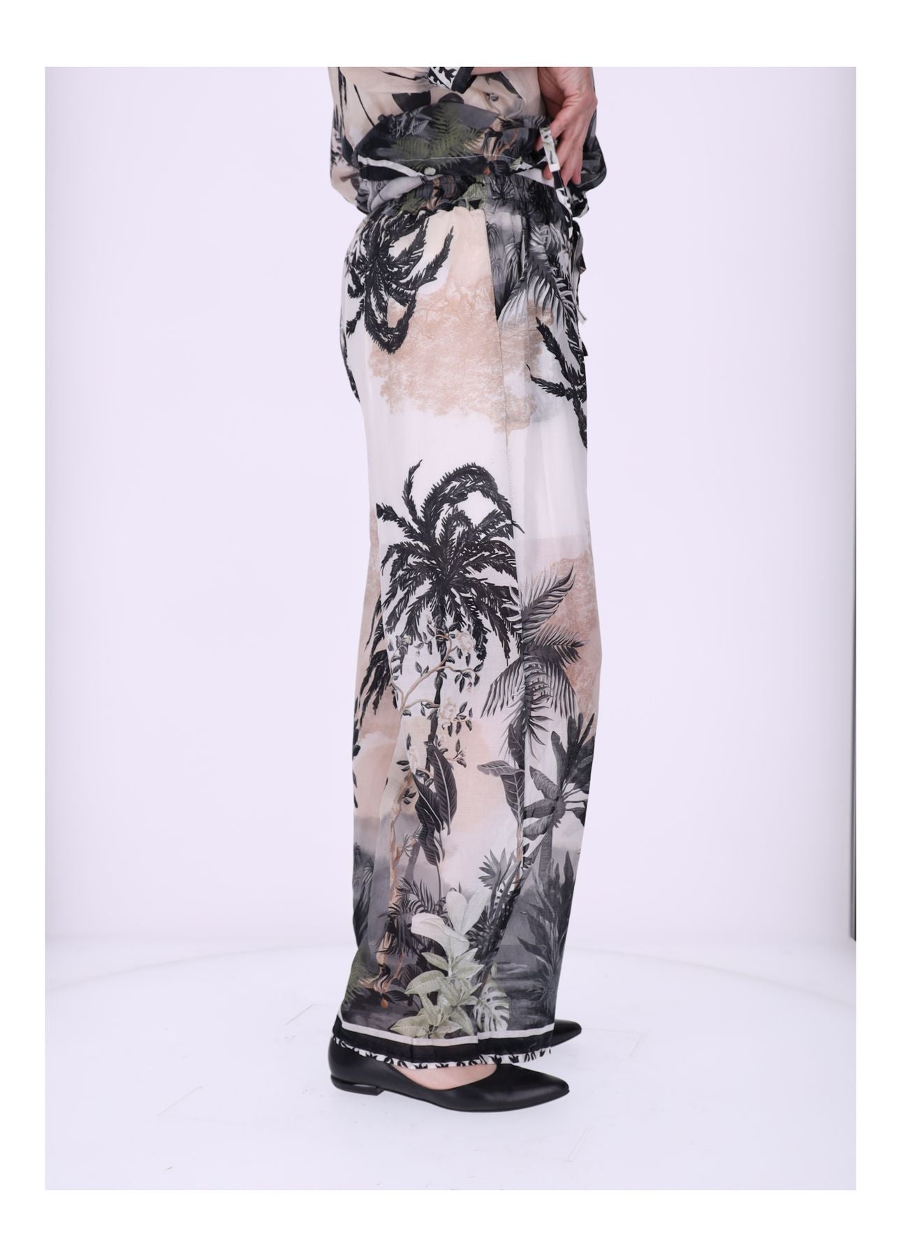 Damen Hose Print durchscheinend unterlegt
