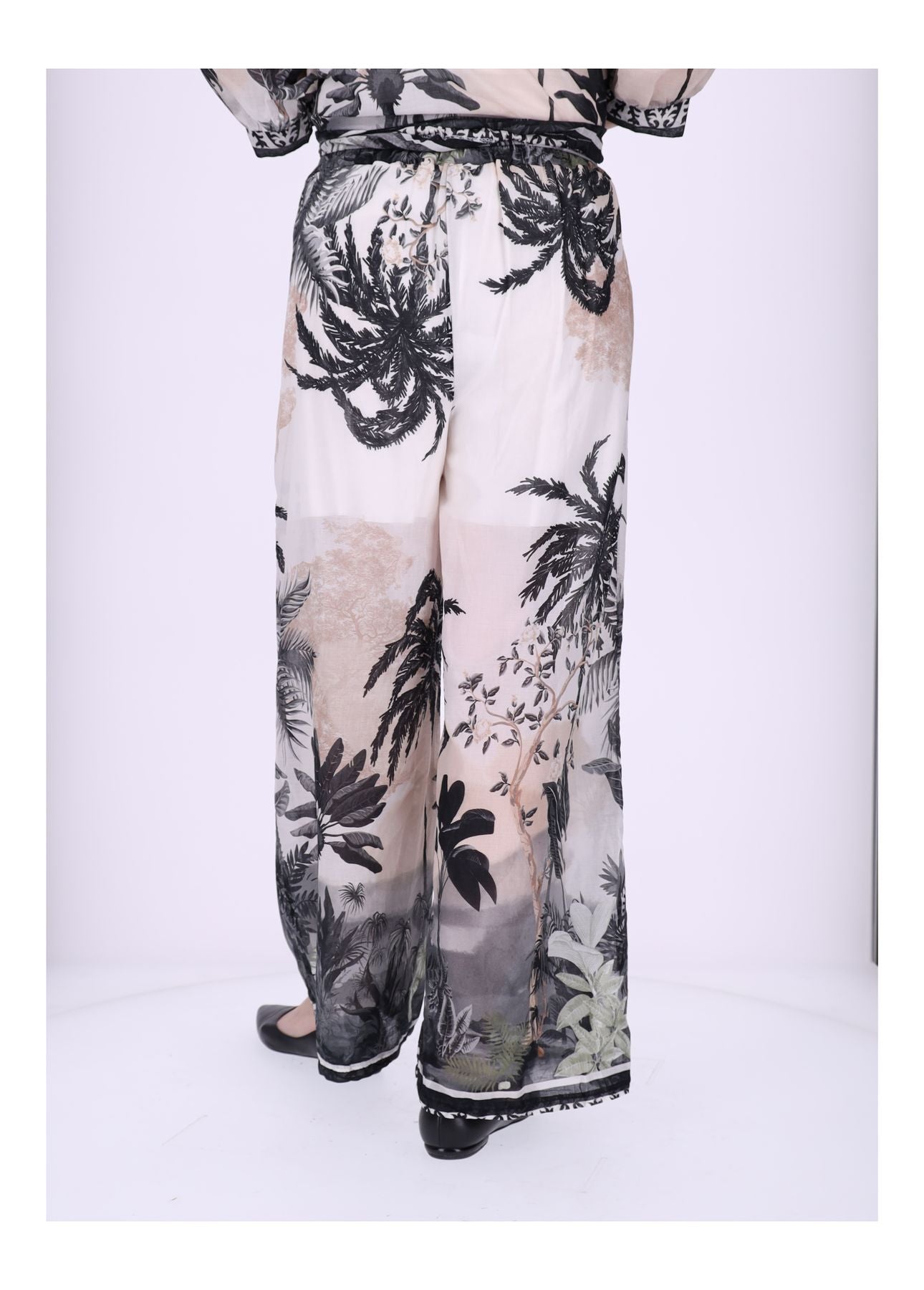 Damen Hose Print durchscheinend unterlegt