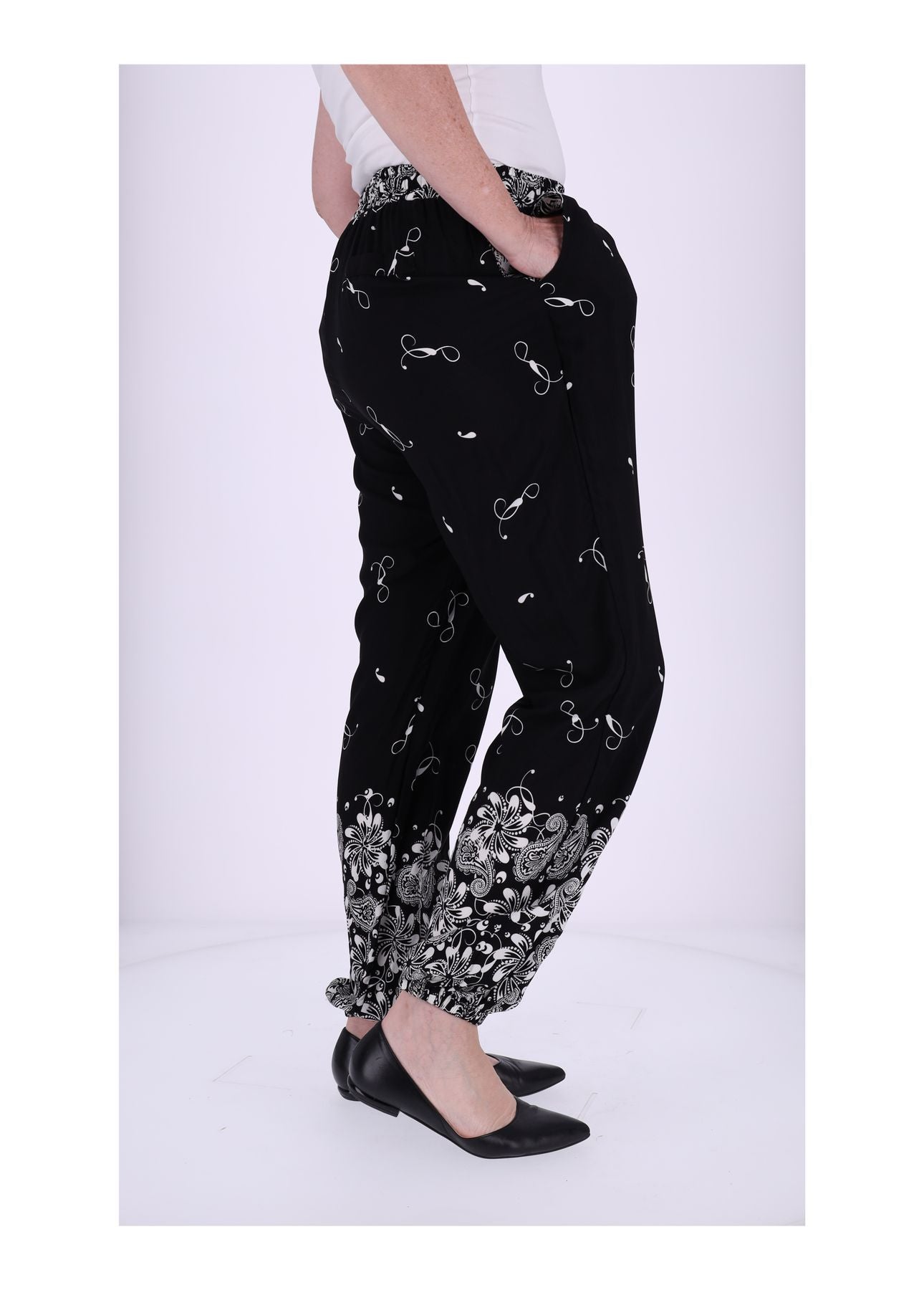 Schlupfhose Damen Print Floral Gummizug am Bein