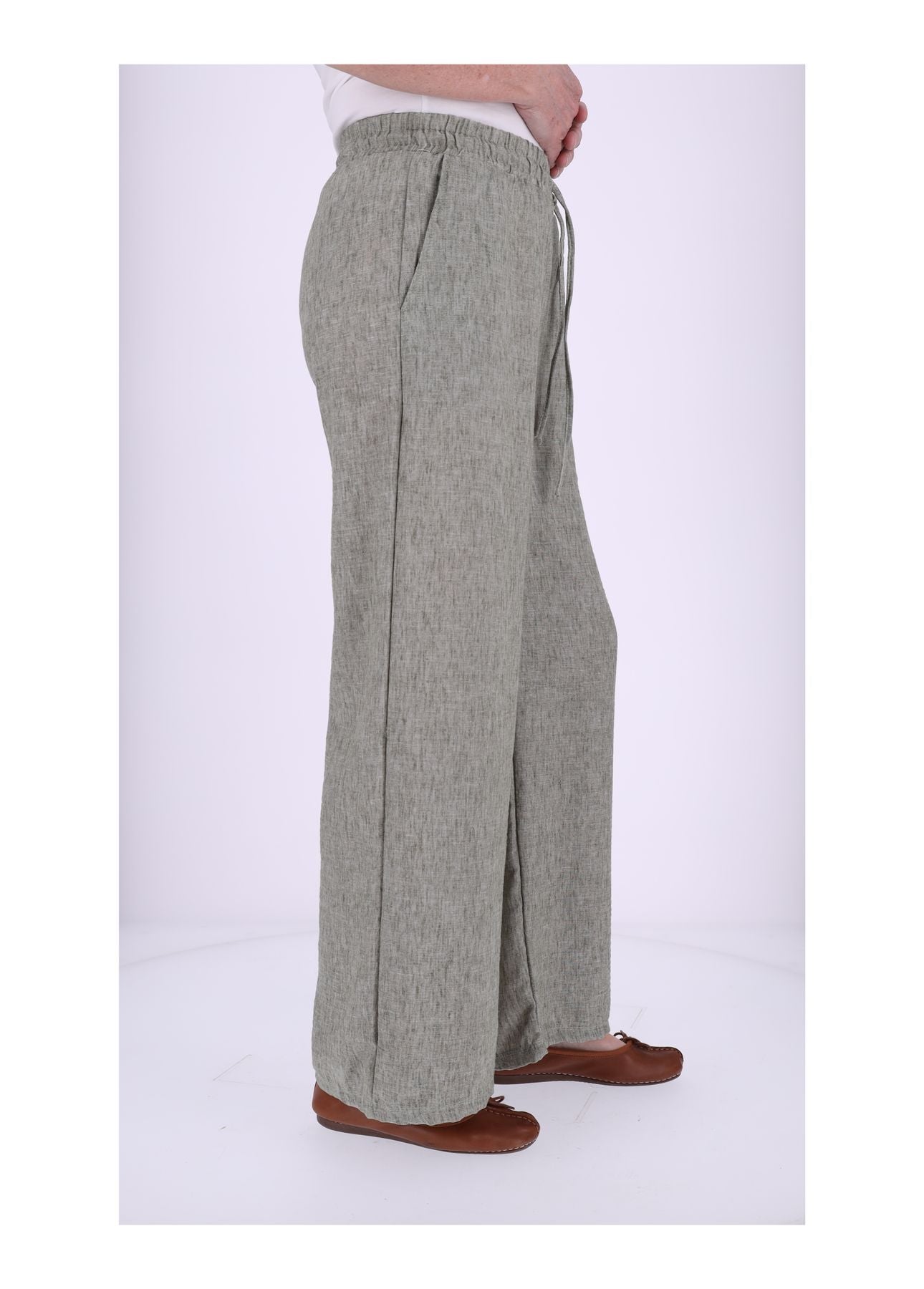 Schlupfhose Damen Leinenoptik Melange