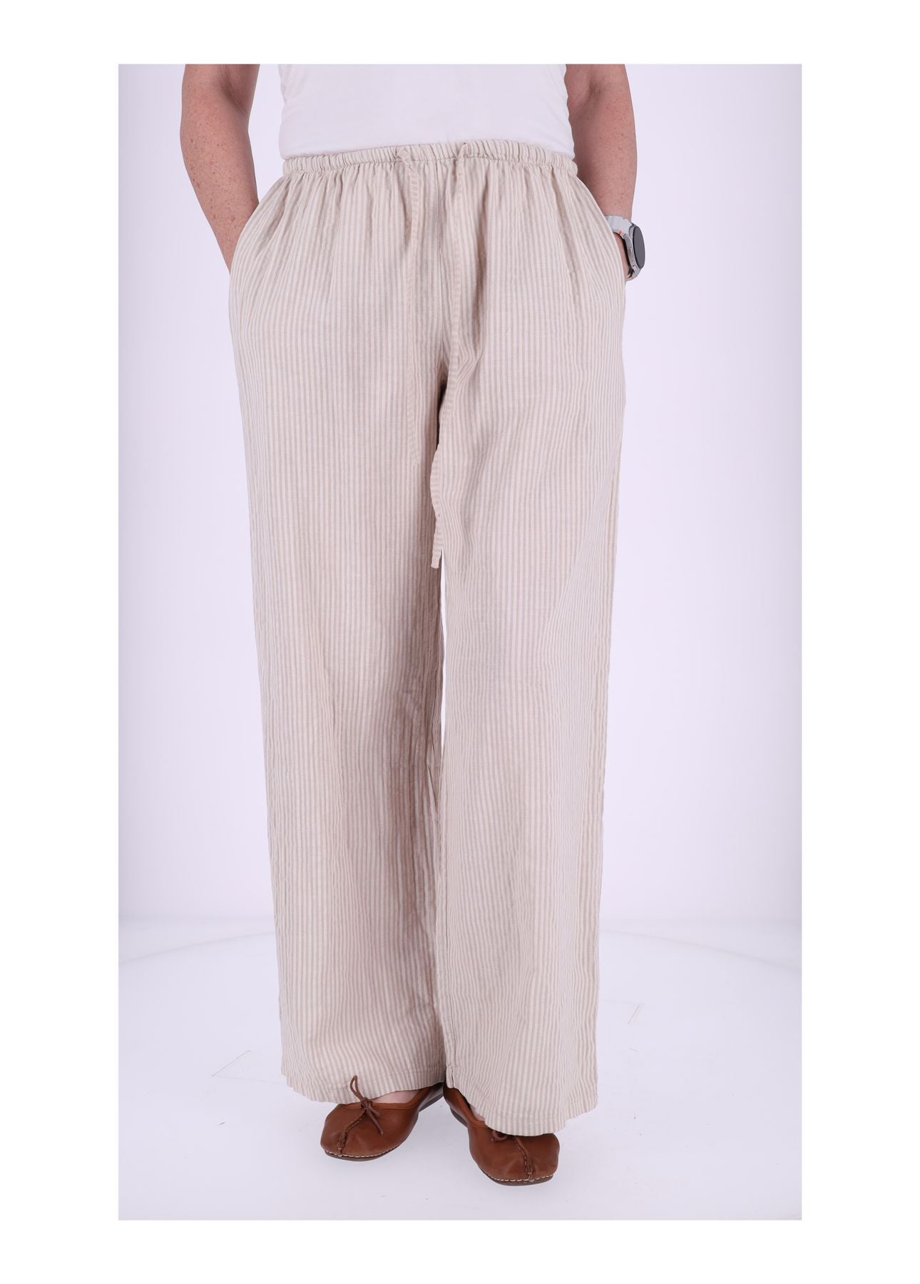 Leinenschlupfhose Damen Streifen