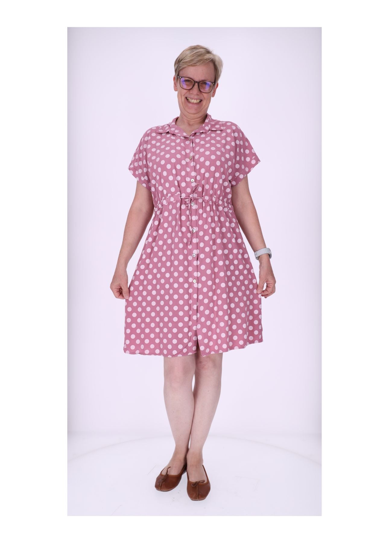 Kleid Punkte Tunnelzug
