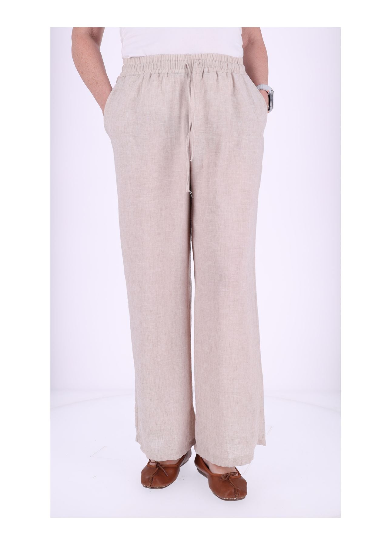 Schlupfhose Damen Leinenoptik Melange