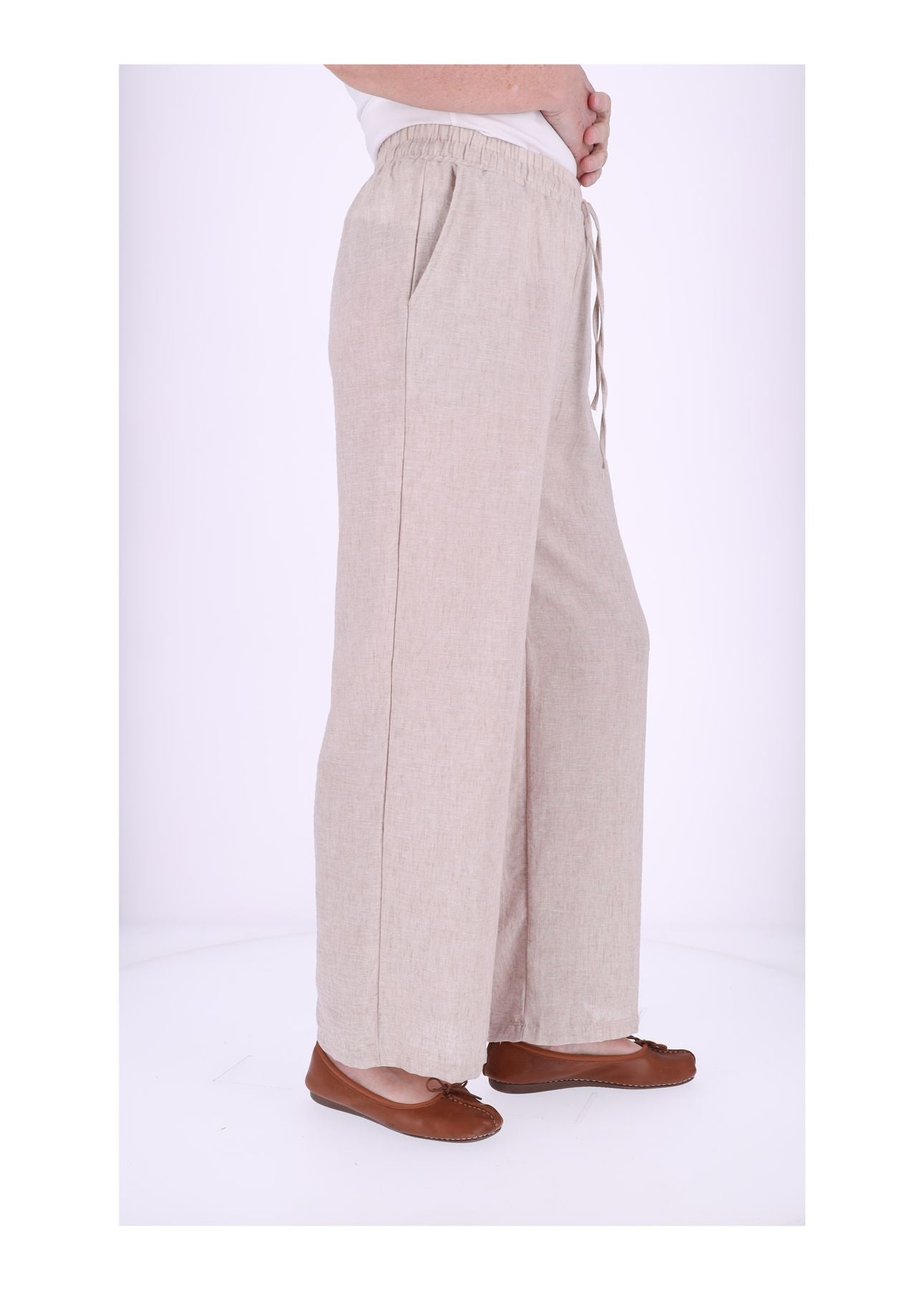 Schlupfhose Damen Leinenoptik Melange