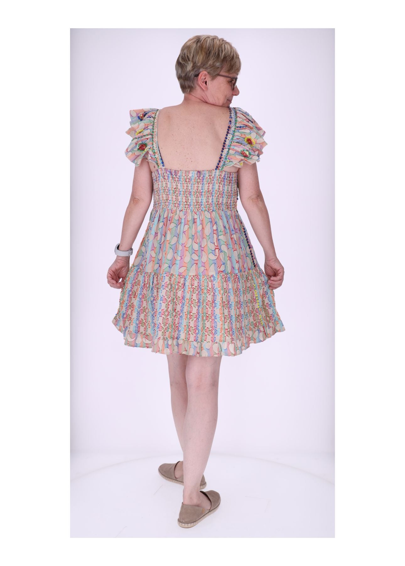 Trägerkleid Rüschen am Träger Pailetten