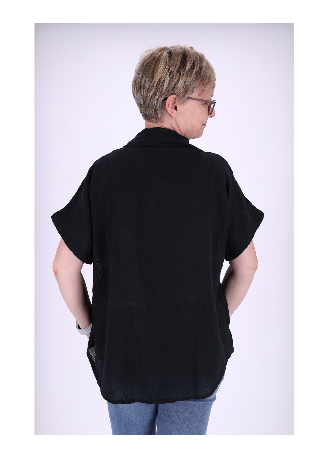 Bluse Damen 1/2 Arm Leinenoptik