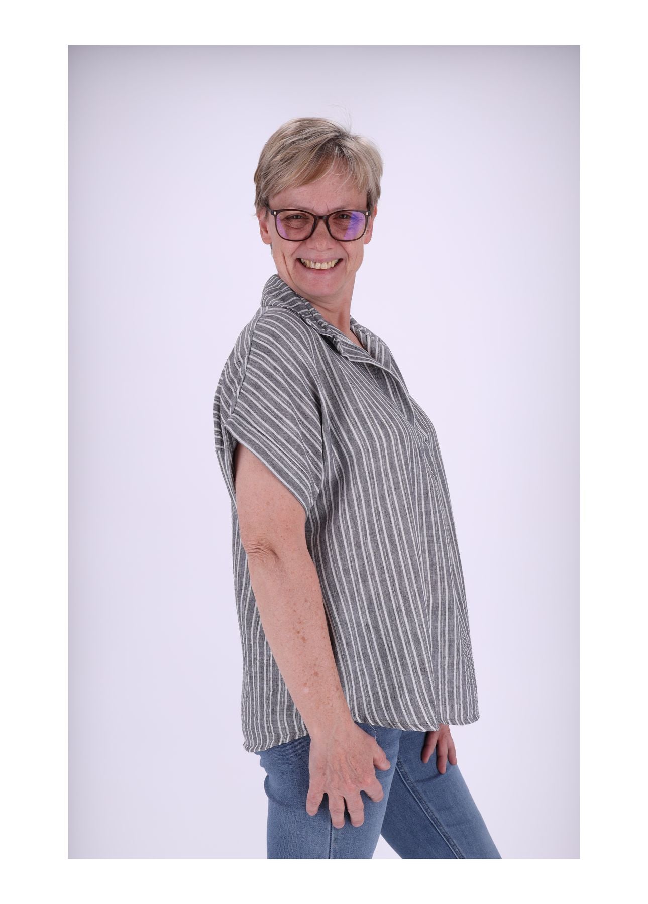 Poloshirt Damen Leinenoptik