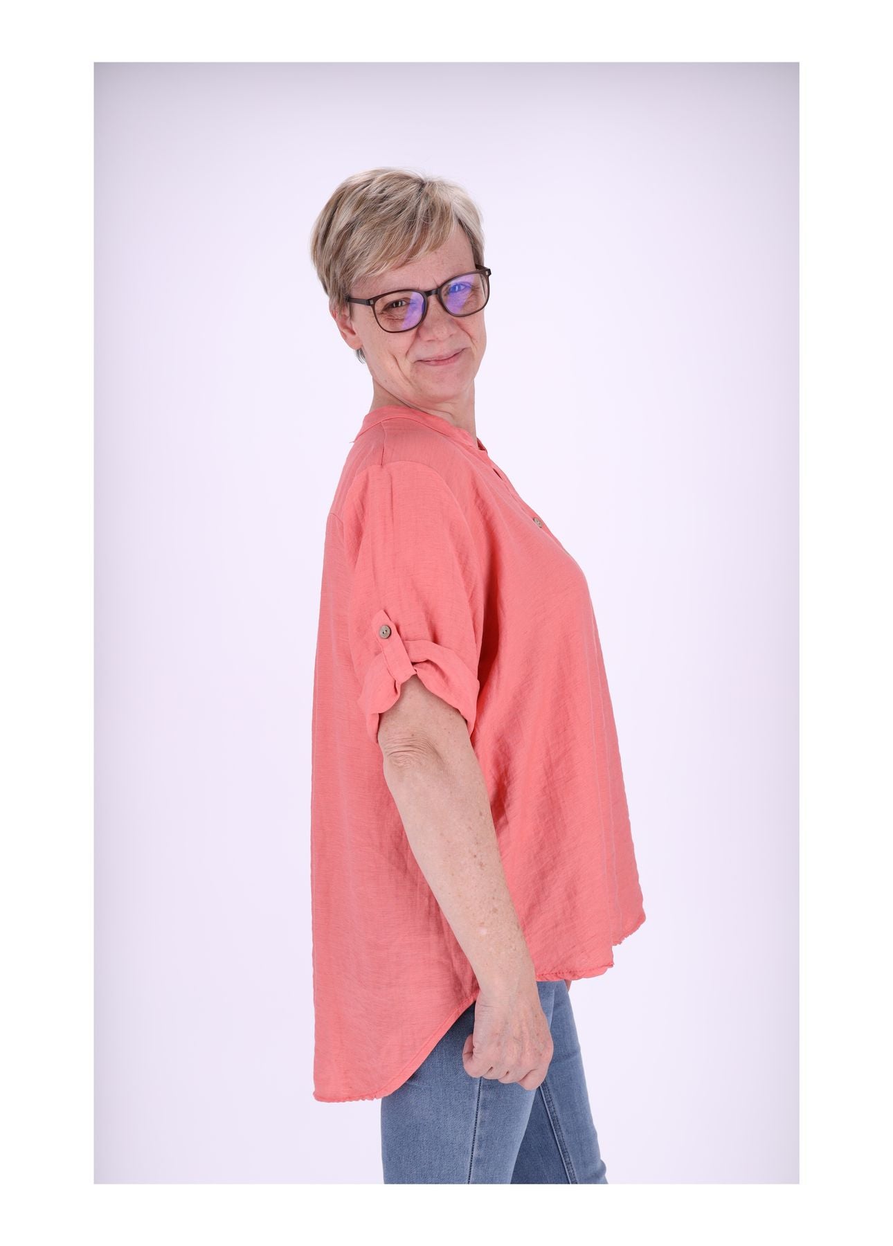 Blusenshirt Kurzarm Krempelarm