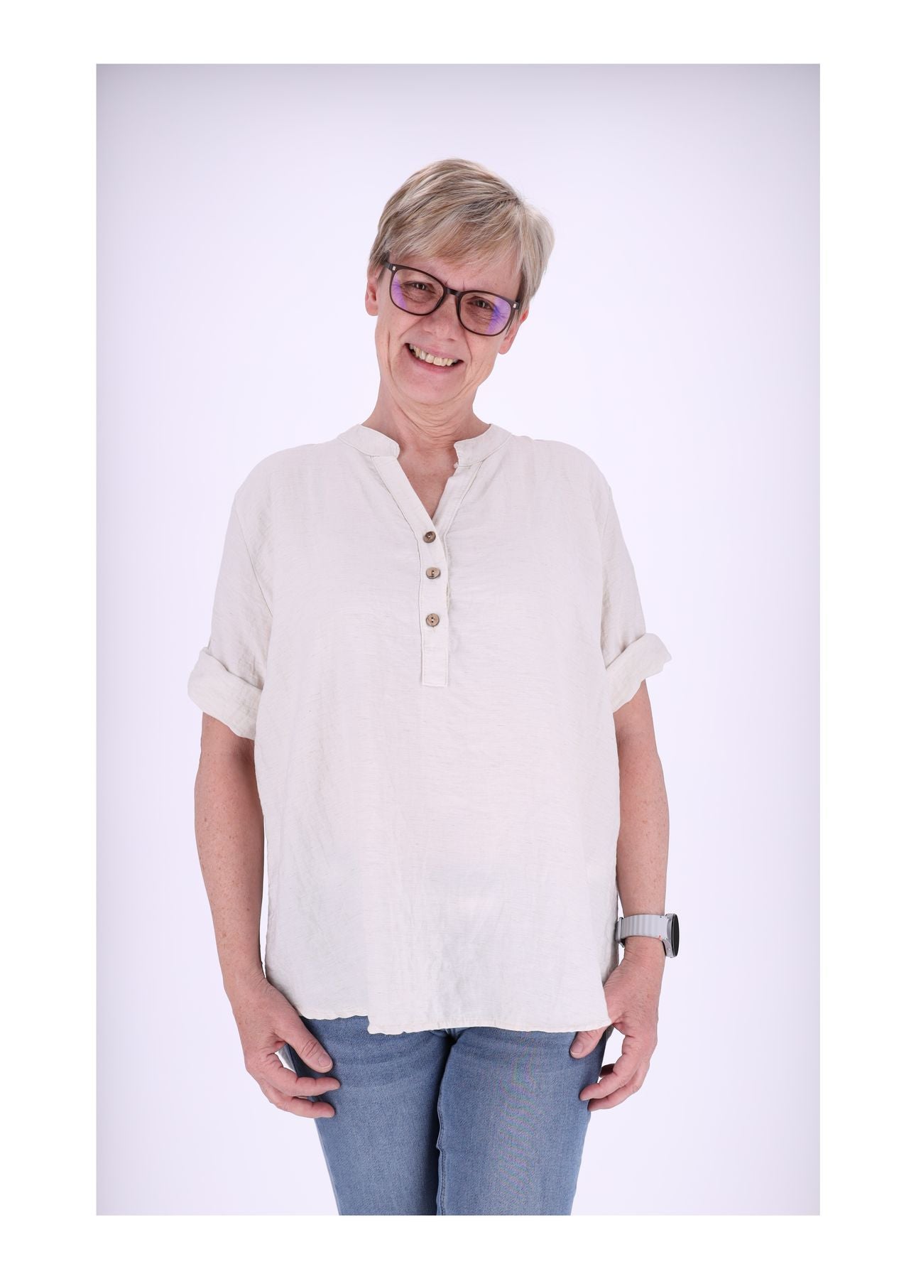 Blusenshirt Kurzarm Krempelarm