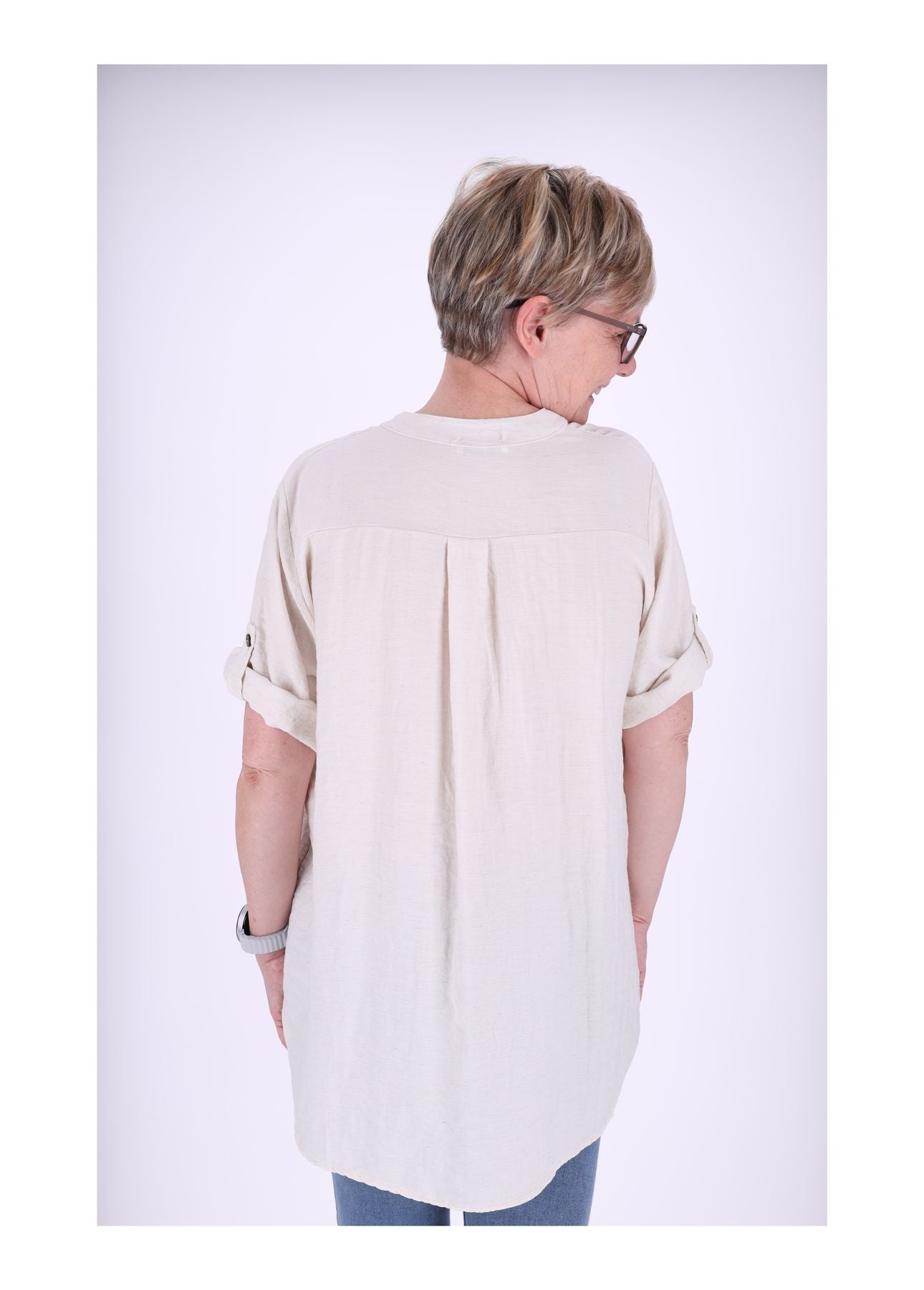 Blusenshirt Kurzarm Krempelarm