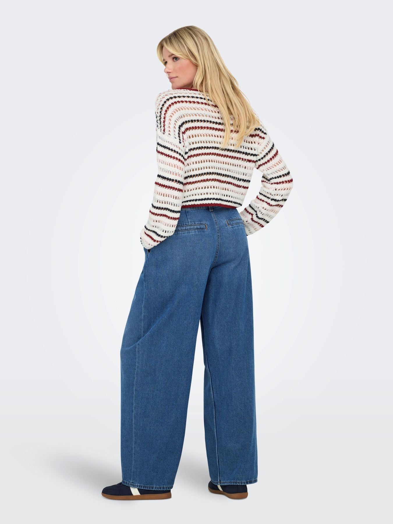 Damen ONLGEENA LS SHORT STRIPE BOATNECK C