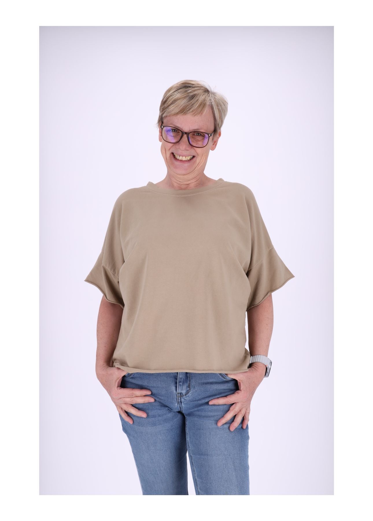T-Shirt Damen Sweatoptik