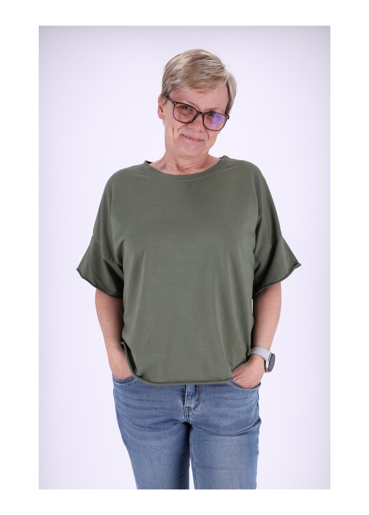 T-Shirt Damen Sweatoptik