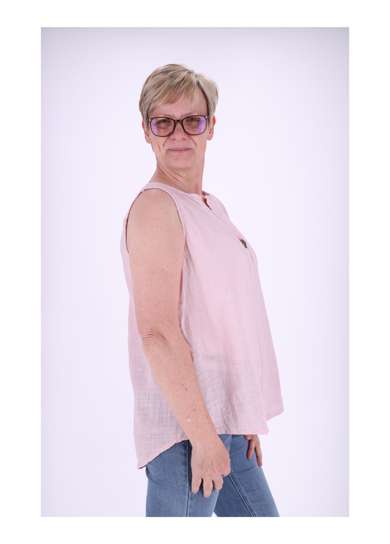 Top Damen breite Träger mit Knopf