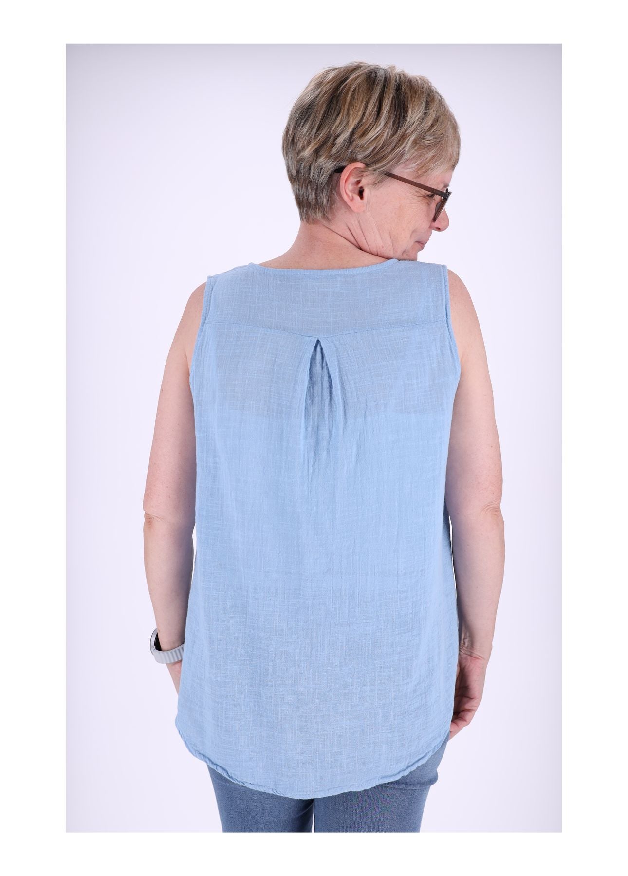 Top Damen breite Träger mit Knopf