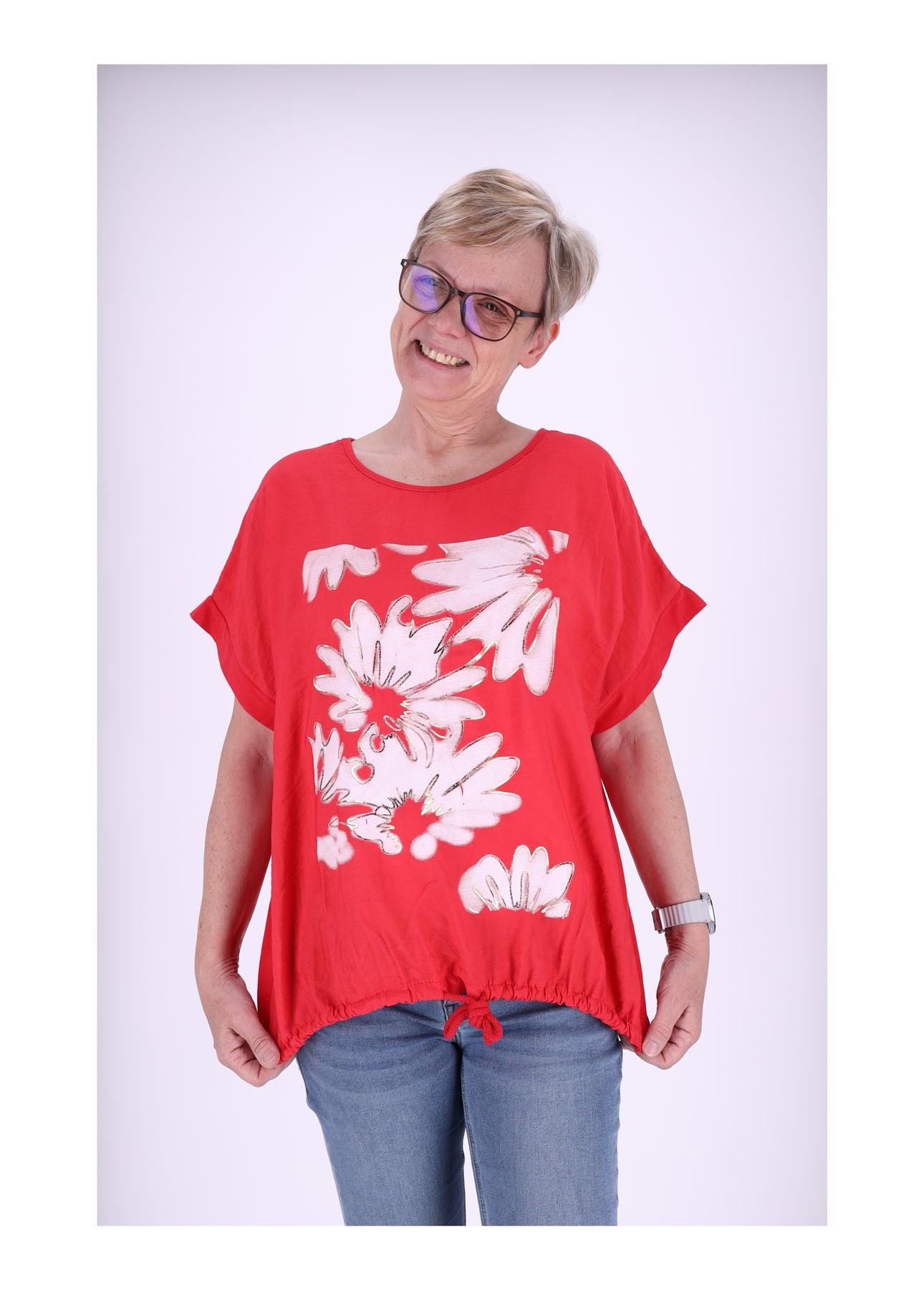 T-Shirt Damen Print große Blumen