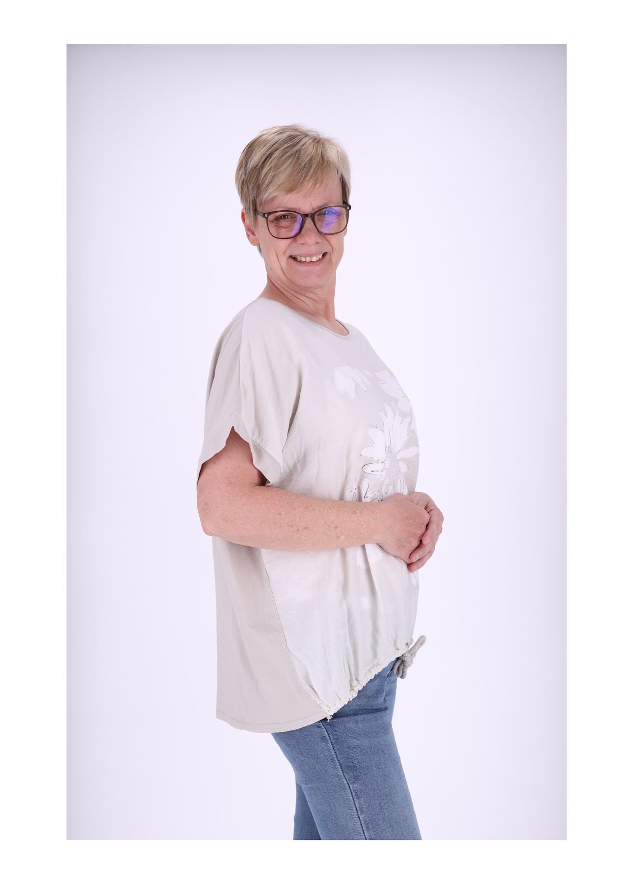 T-Shirt Damen Print große Blumen