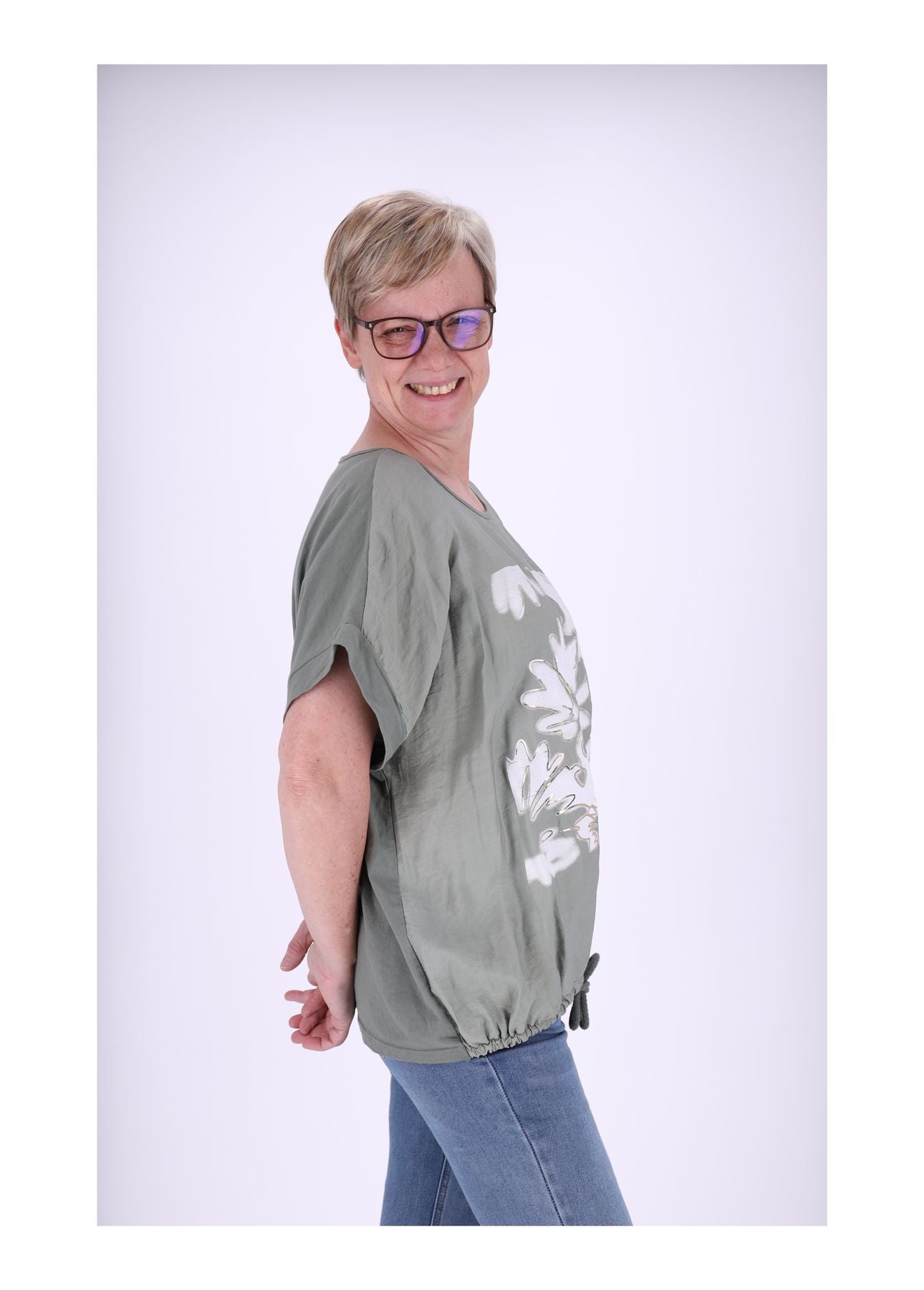 T-Shirt Damen Print große Blumen