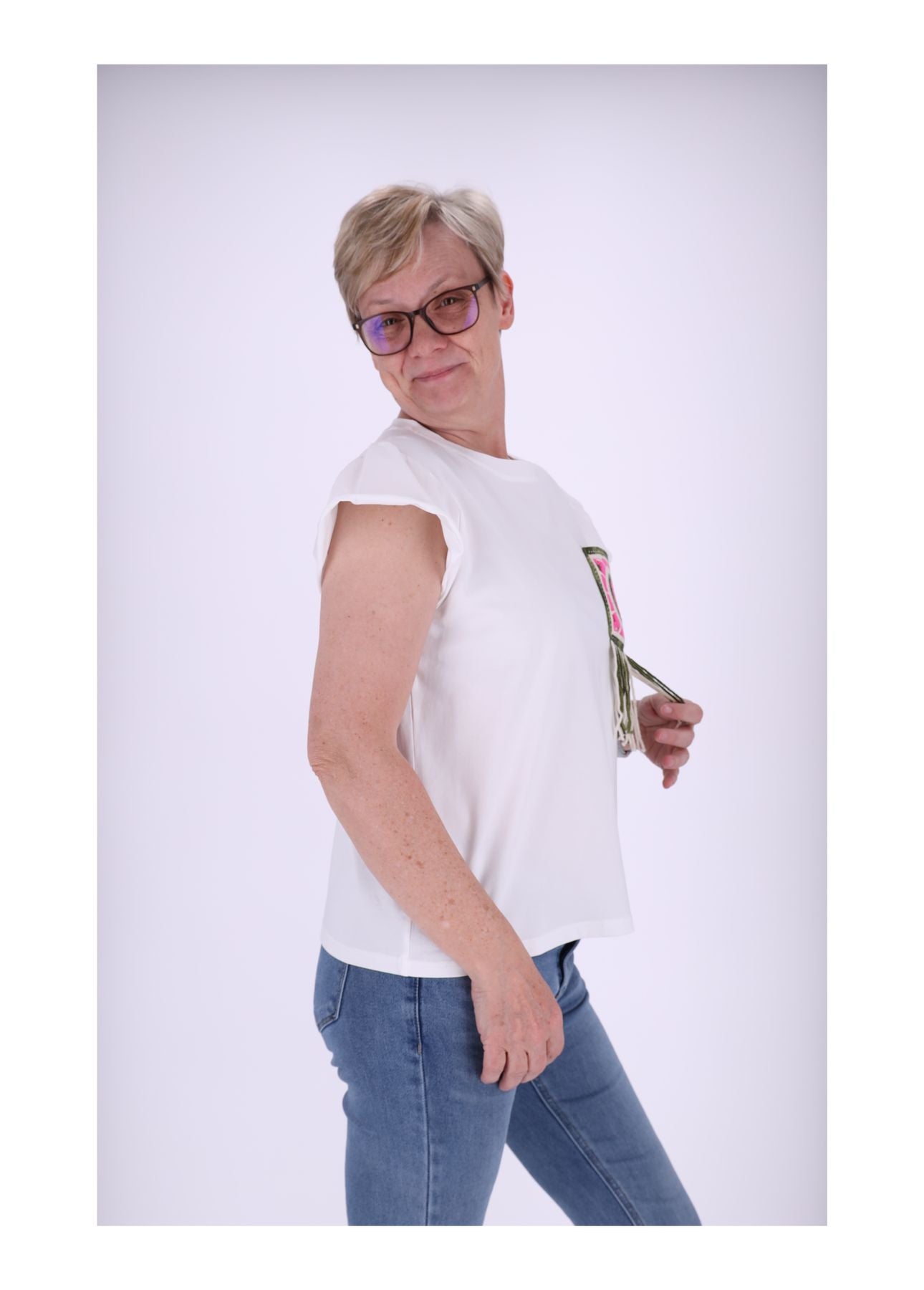 T-Shirt Damen Häkeltasche