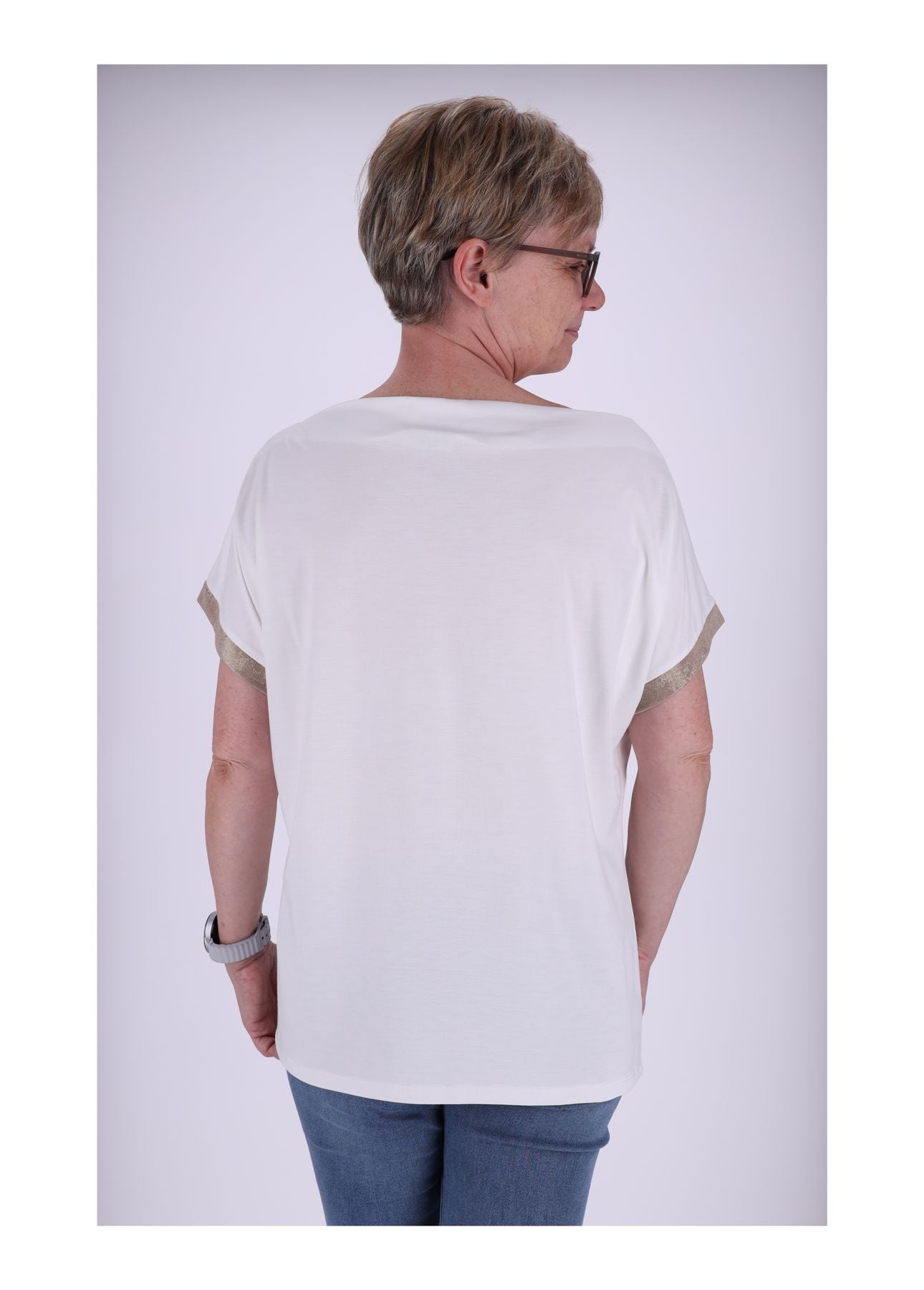 T-Shirt Damen aufgesetzte Blüte