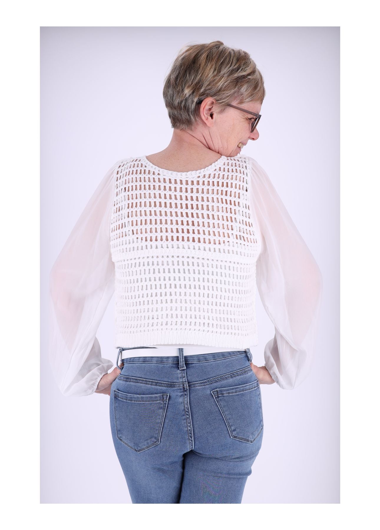 Häkel Blusenjacke Damen Satinarm