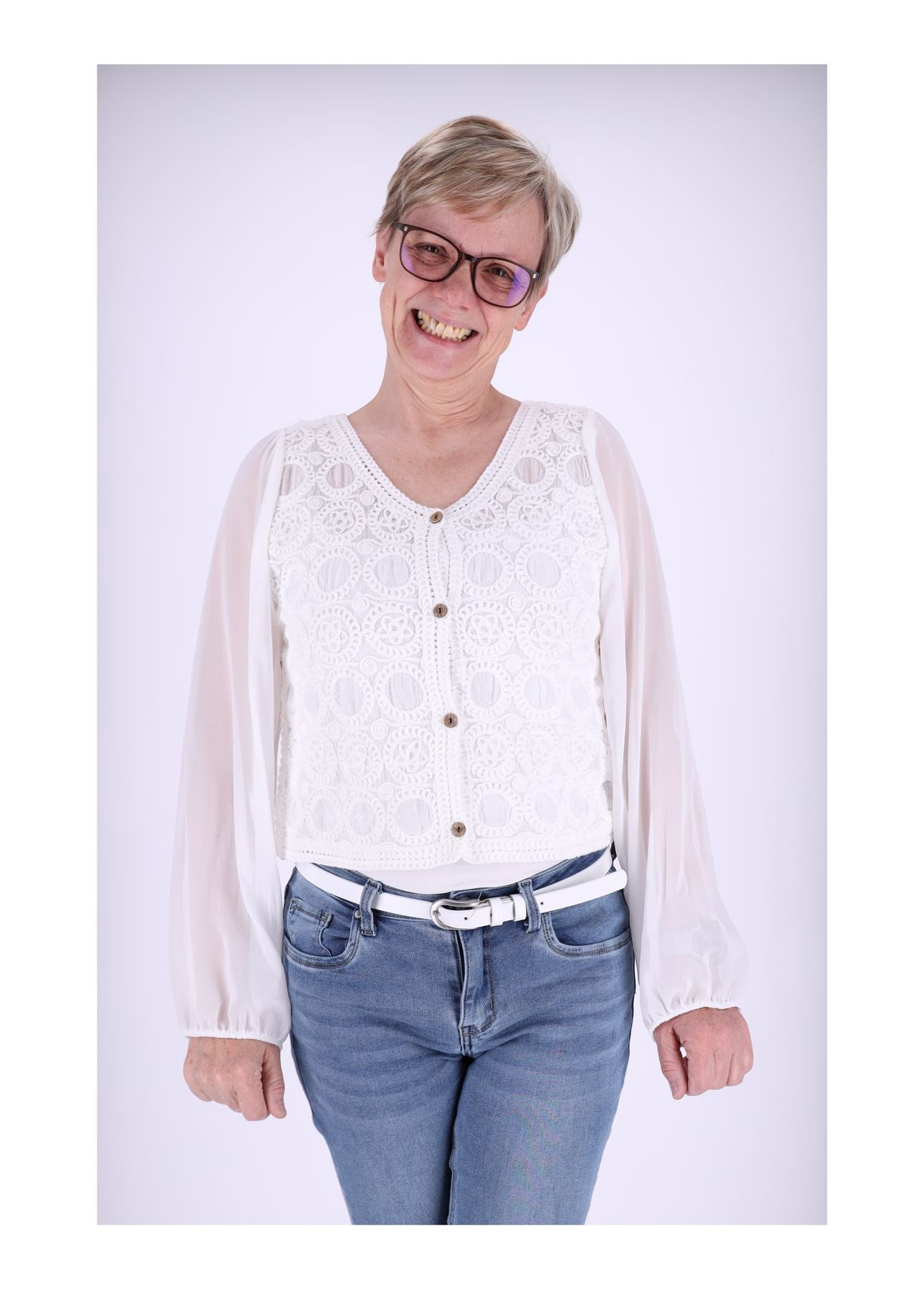 Häkel Blusenjacke Damen Satinarm