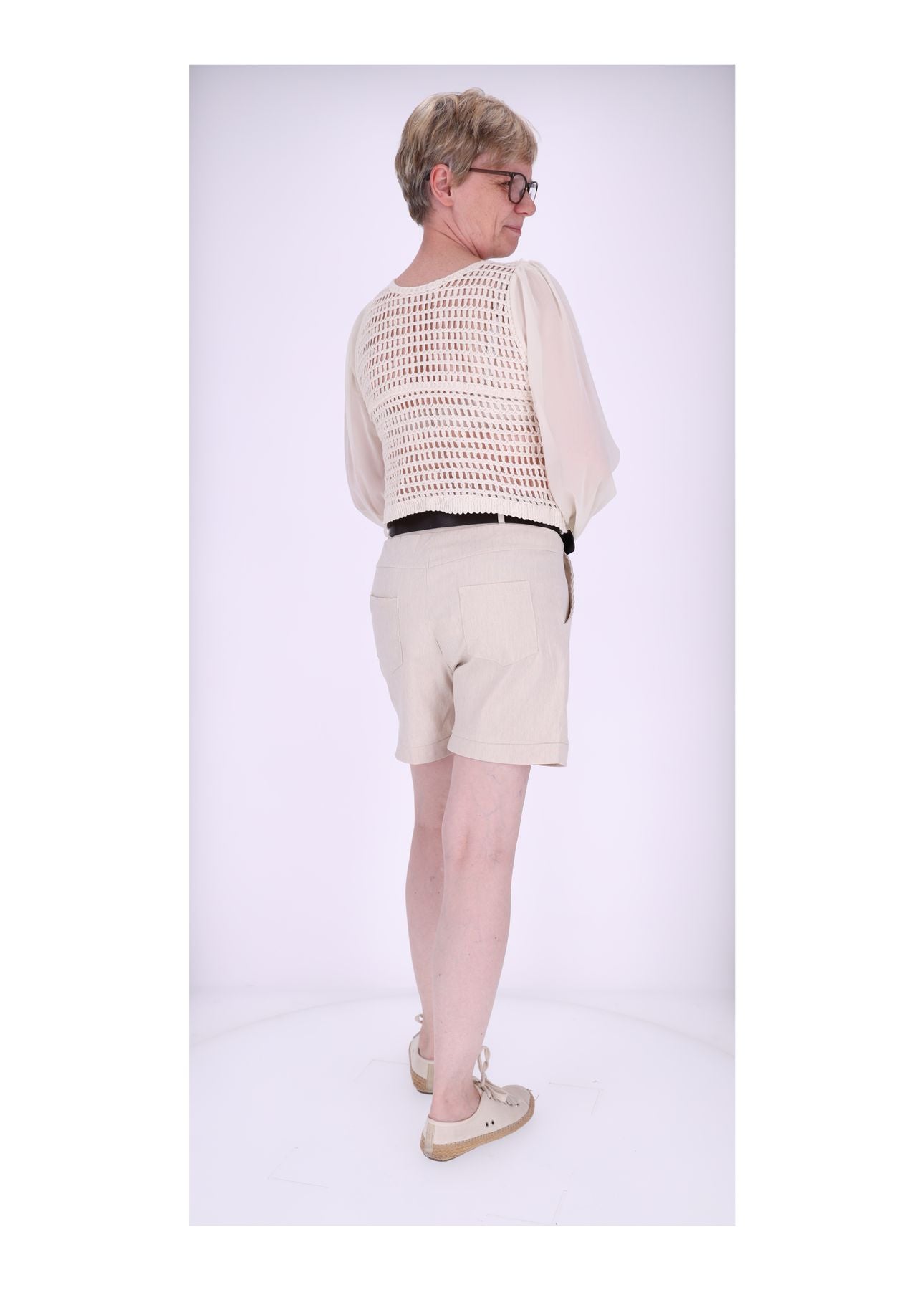 Short Damen Leinenoptik mit Gürtel