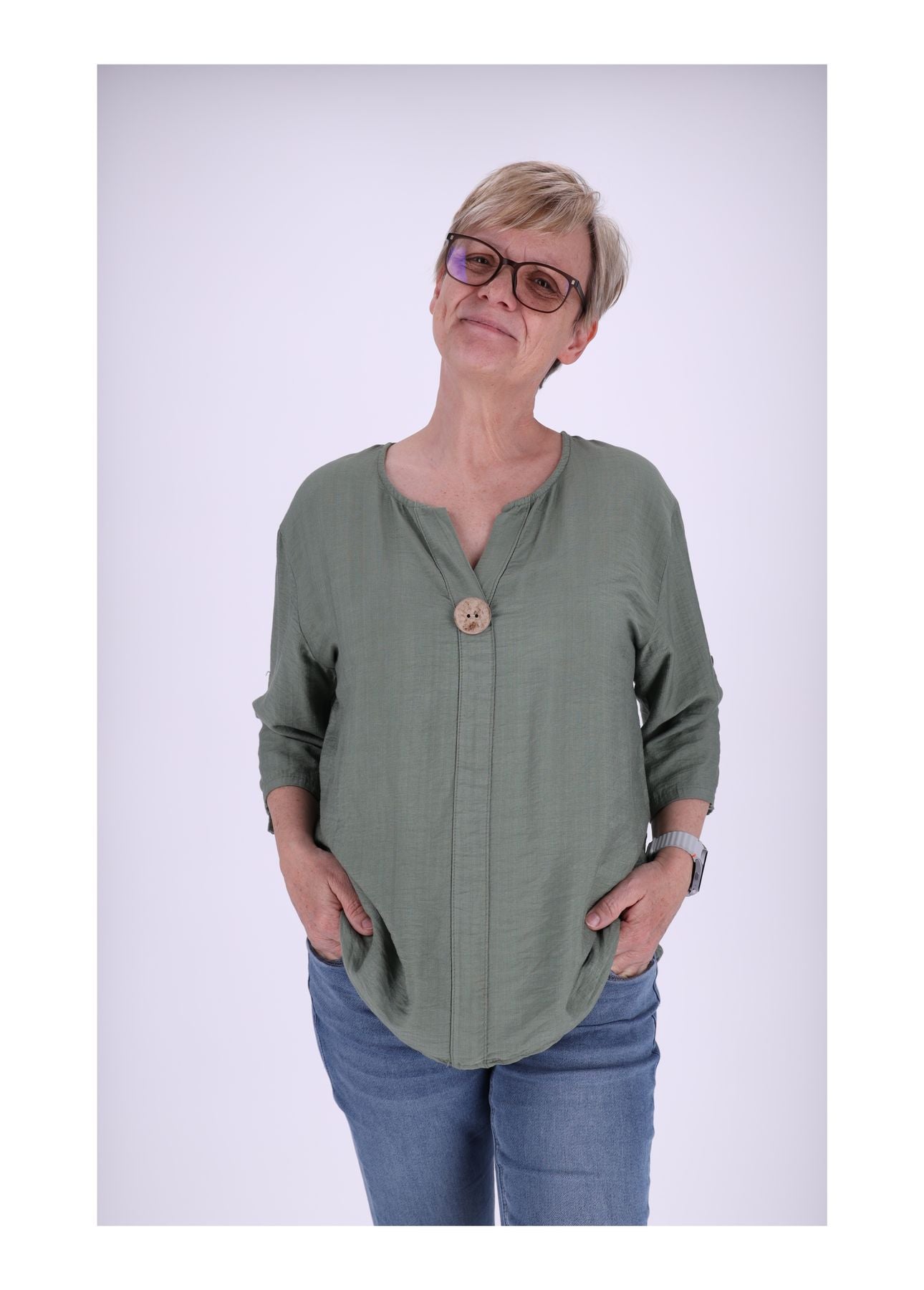1/2 Arm Shirt Damen Krempelarm