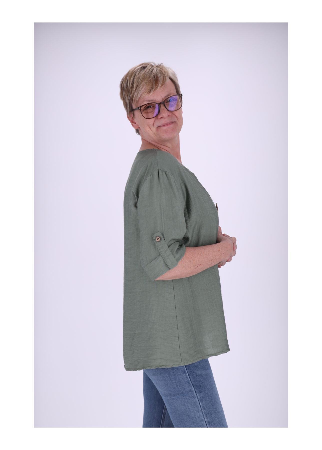 1/2 Arm Shirt Damen Krempelarm