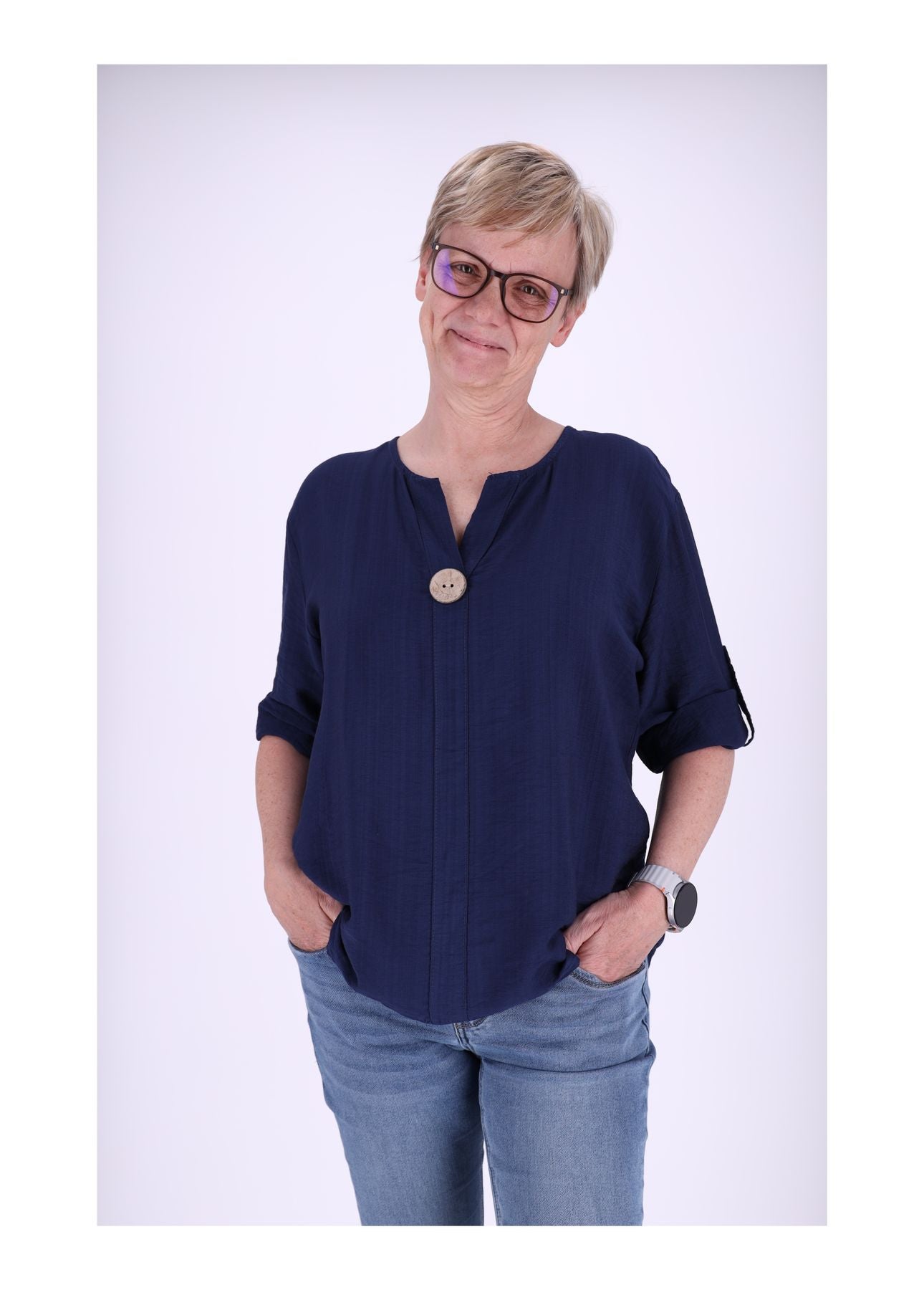 1/2 Arm Shirt Damen Krempelarm