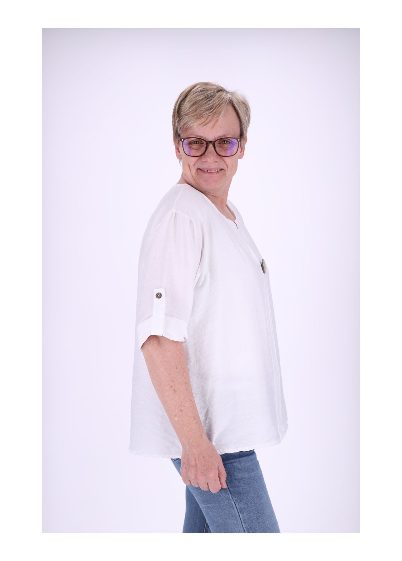 1/2 Arm Shirt Damen Krempelarm