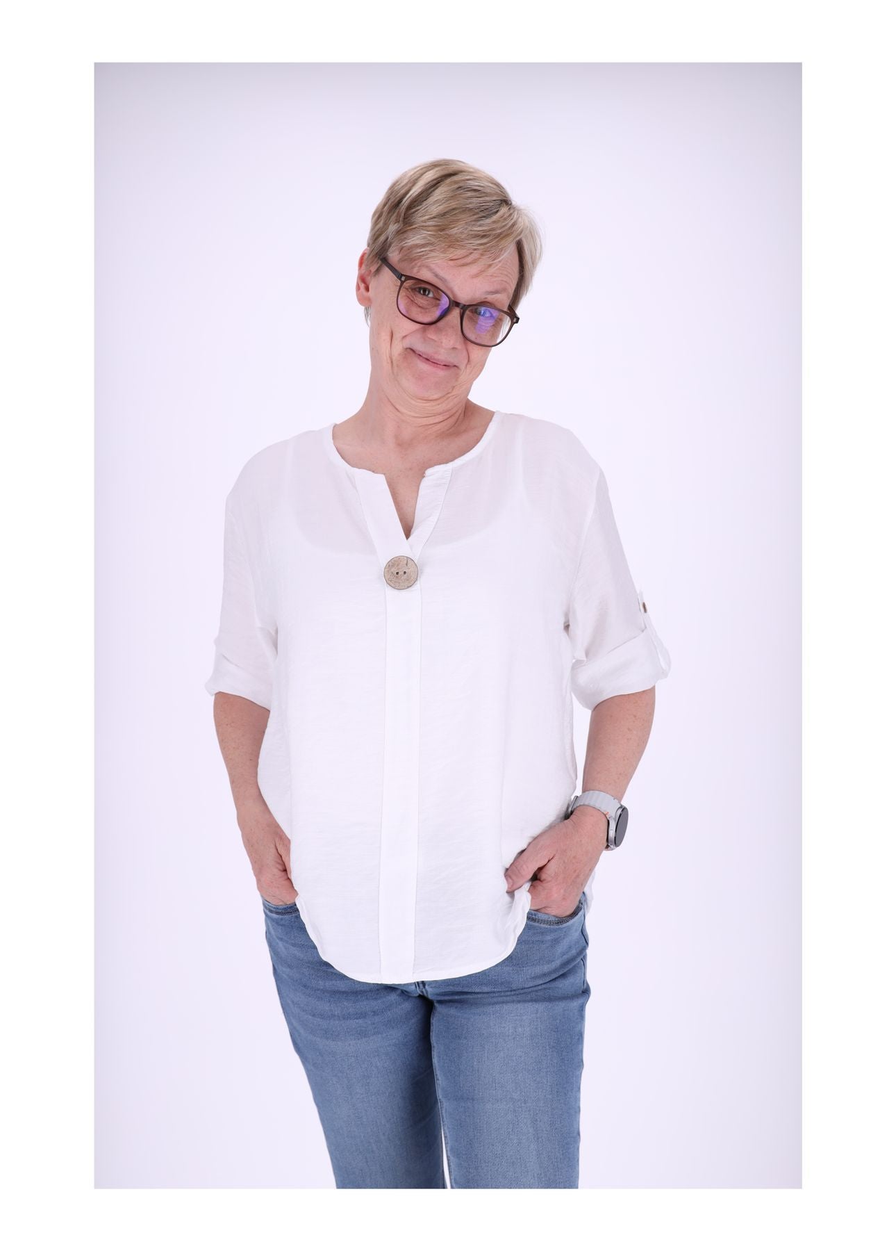 1/2 Arm Shirt Damen Krempelarm