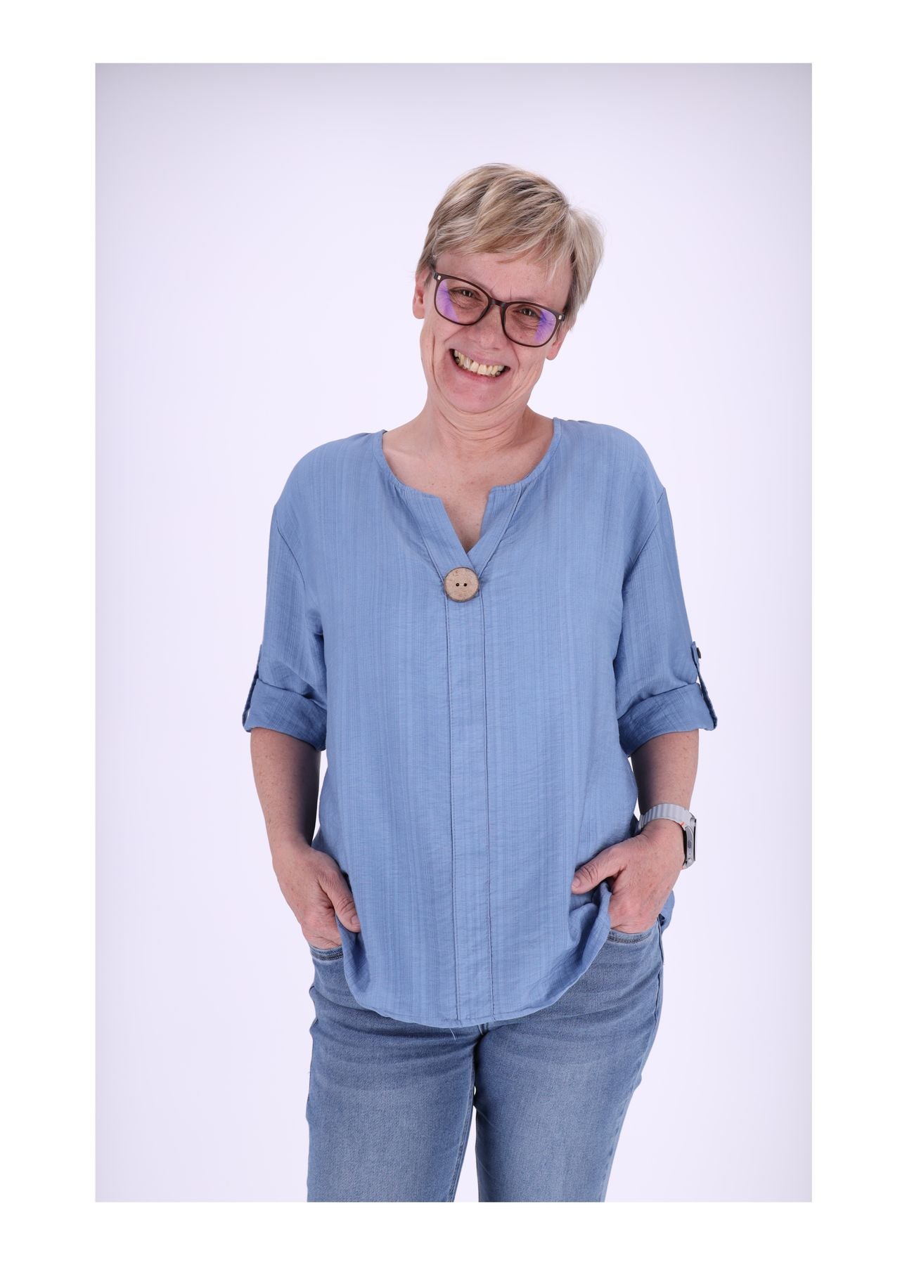 1/2 Arm Shirt Damen Krempelarm