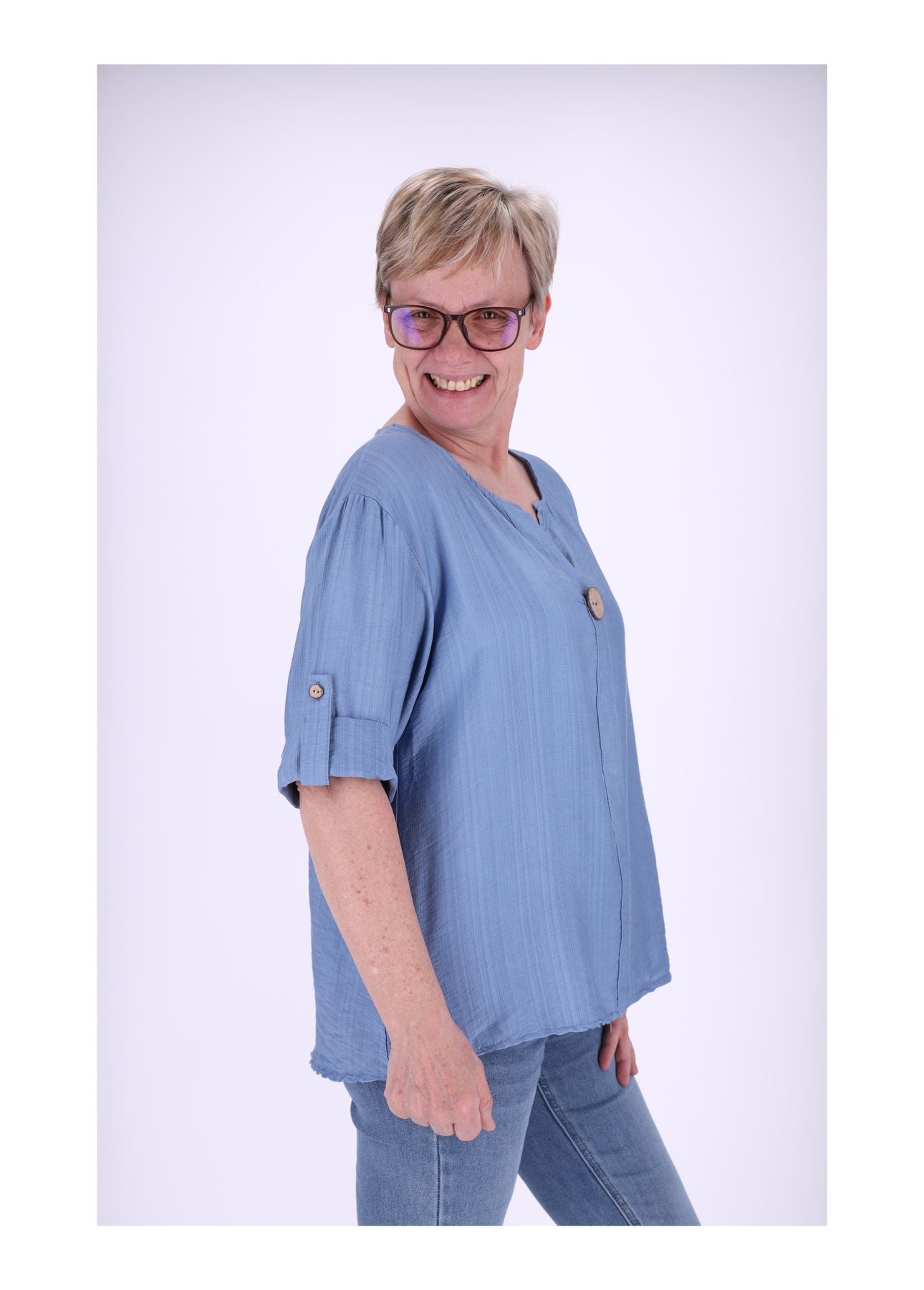 1/2 Arm Shirt Damen Krempelarm
