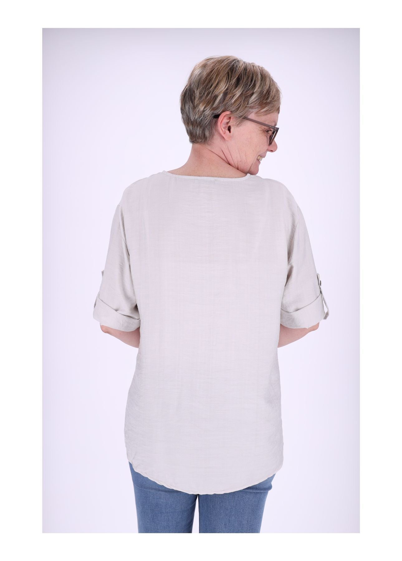 1/2 Arm Shirt Damen Krempelarm