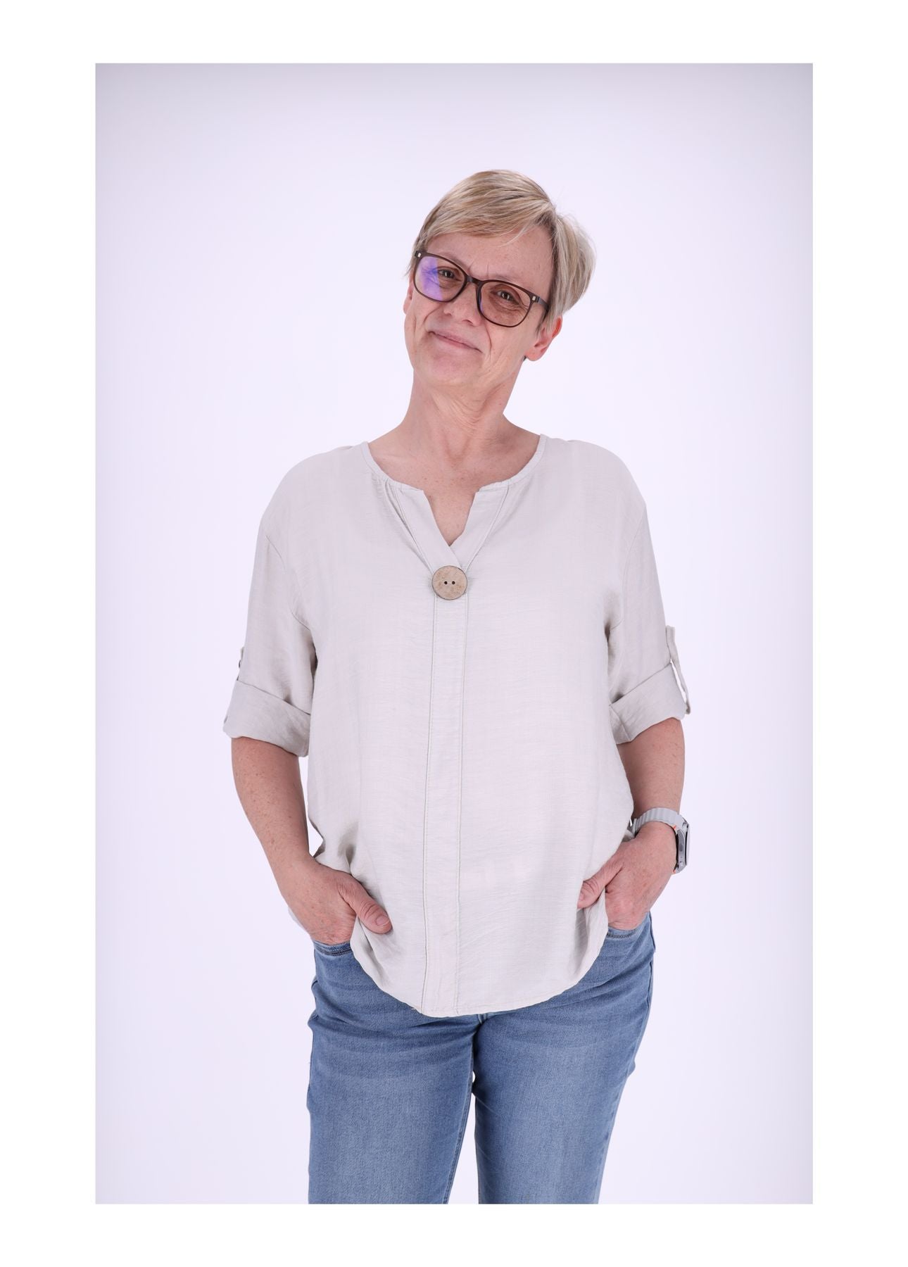 1/2 Arm Shirt Damen Krempelarm