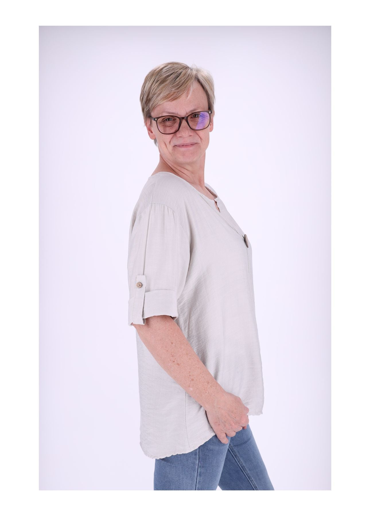 1/2 Arm Shirt Damen Krempelarm