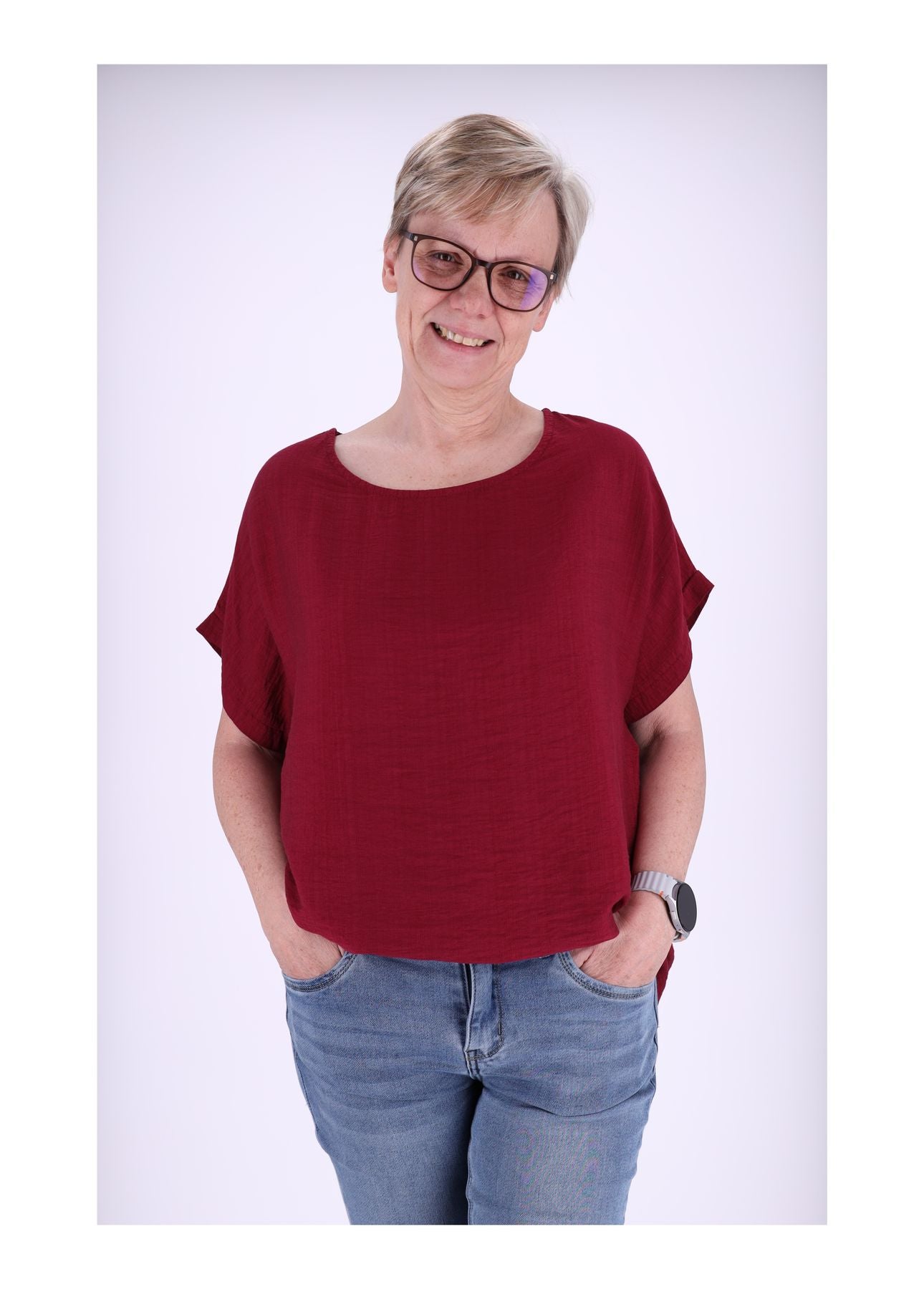 T-Shirt Damen Rundhals Viskose Strucktur