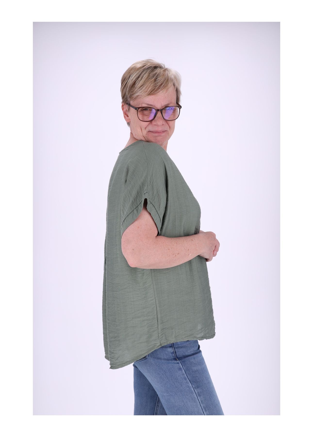 T-Shirt Damen Rundhals Viskose Strucktur