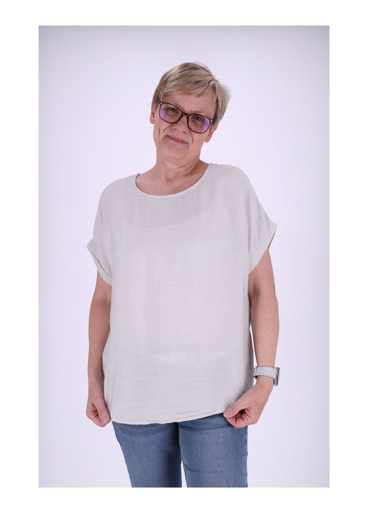 T-Shirt Damen Rundhals Viskose Strucktur