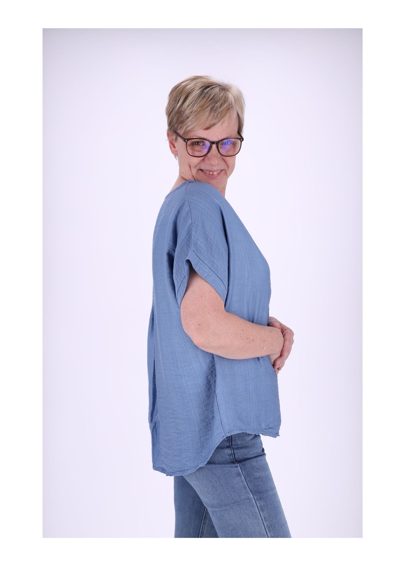 T-Shirt Damen Rundhals Viskose Strucktur