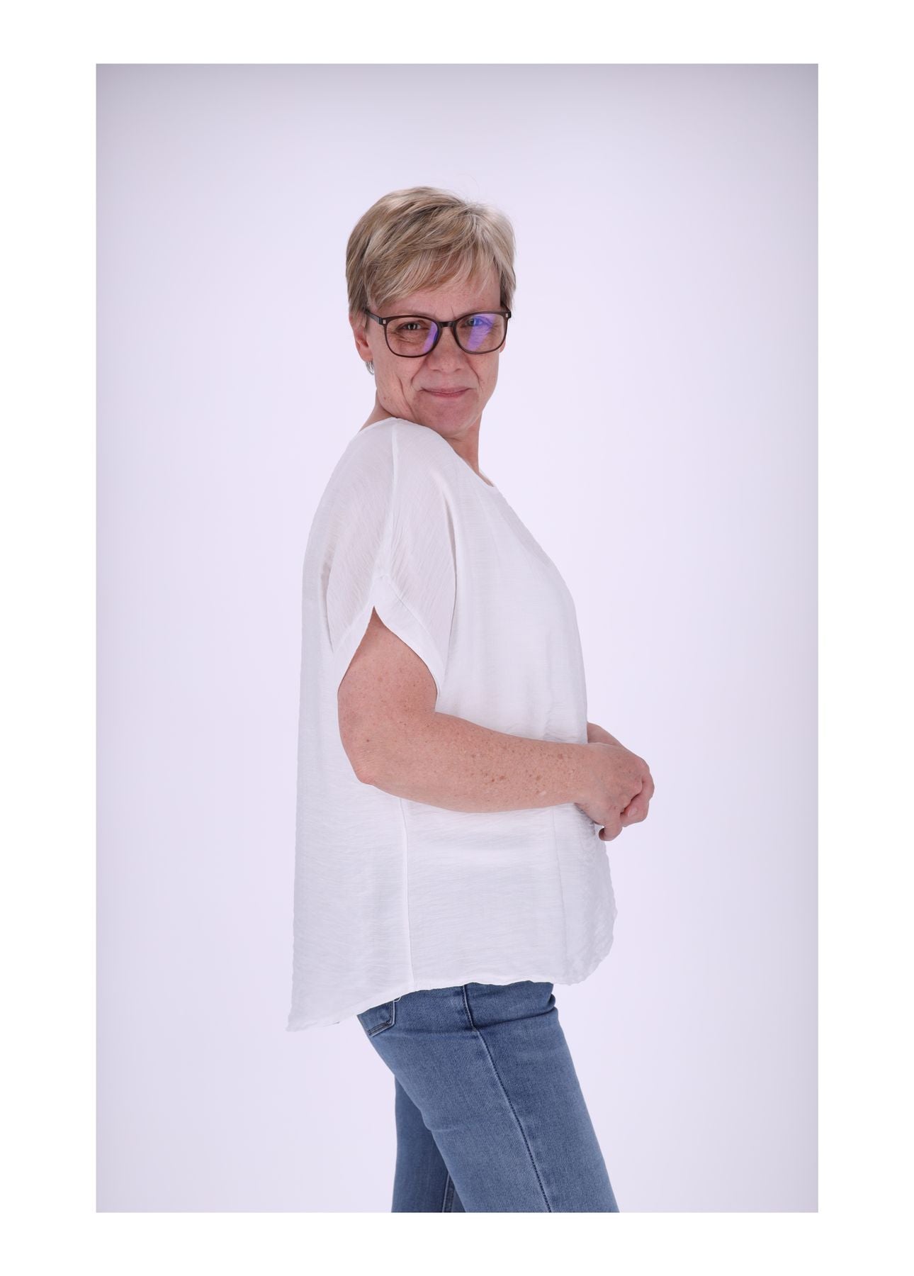 T-Shirt Damen Rundhals Viskose Strucktur