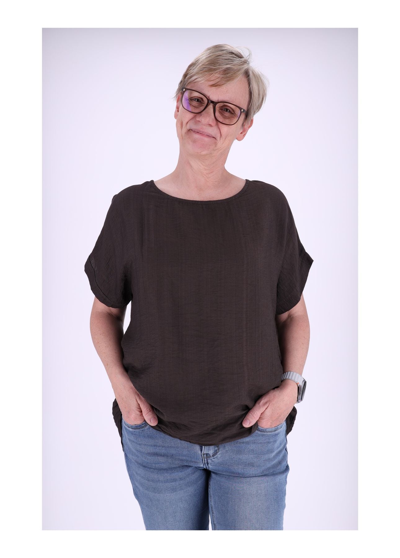 T-Shirt Damen Rundhals Viskose Strucktur