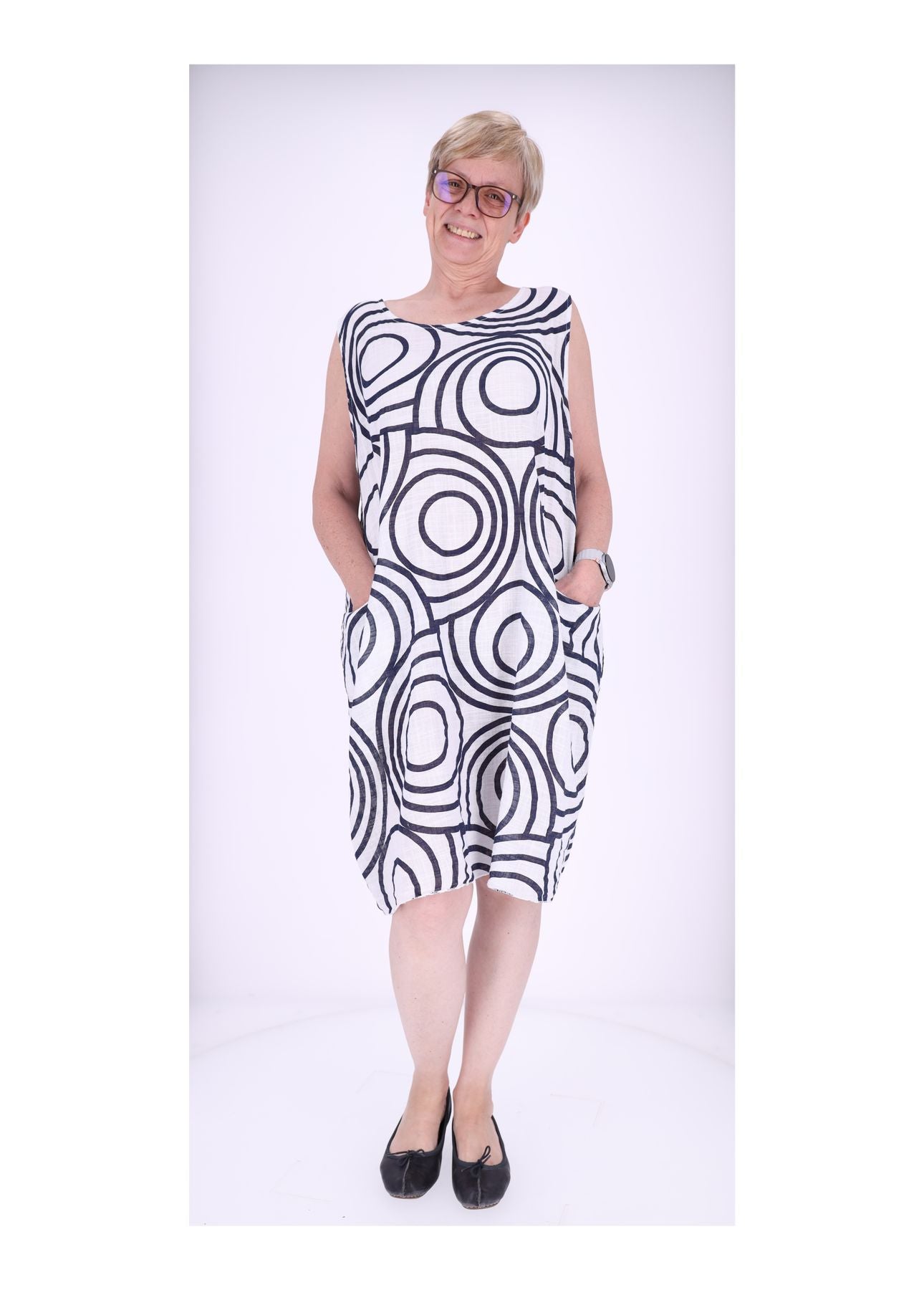 Trägerkleid Damen AOP Kreise