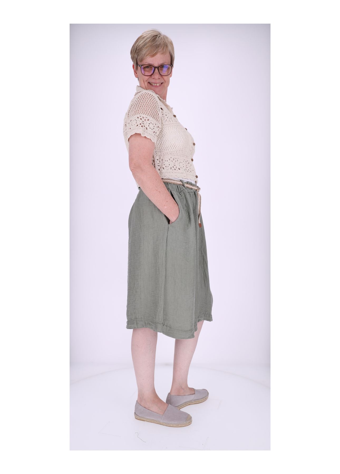 Short Damen Oversize Musselin