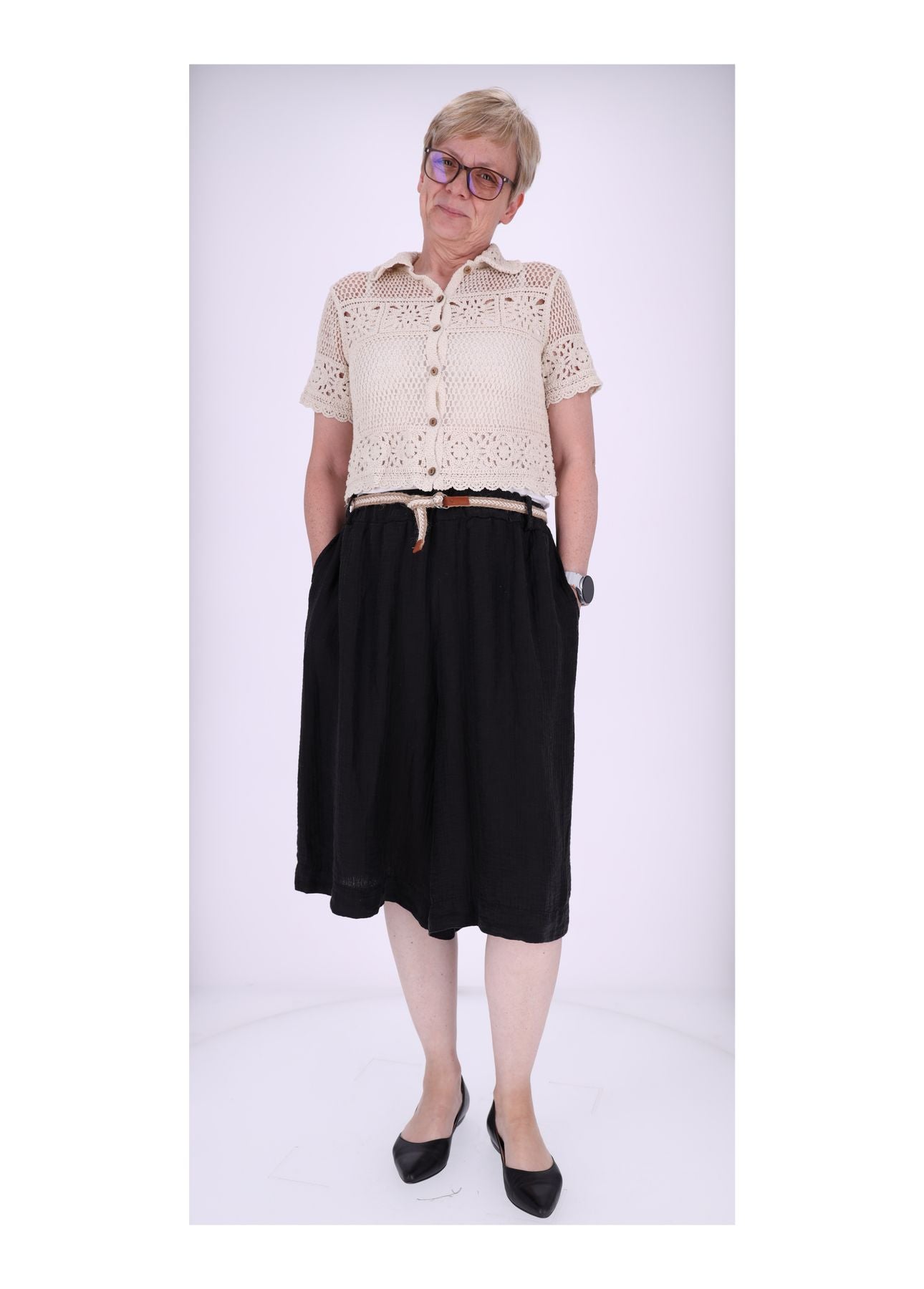 Short Damen Oversize Musselin