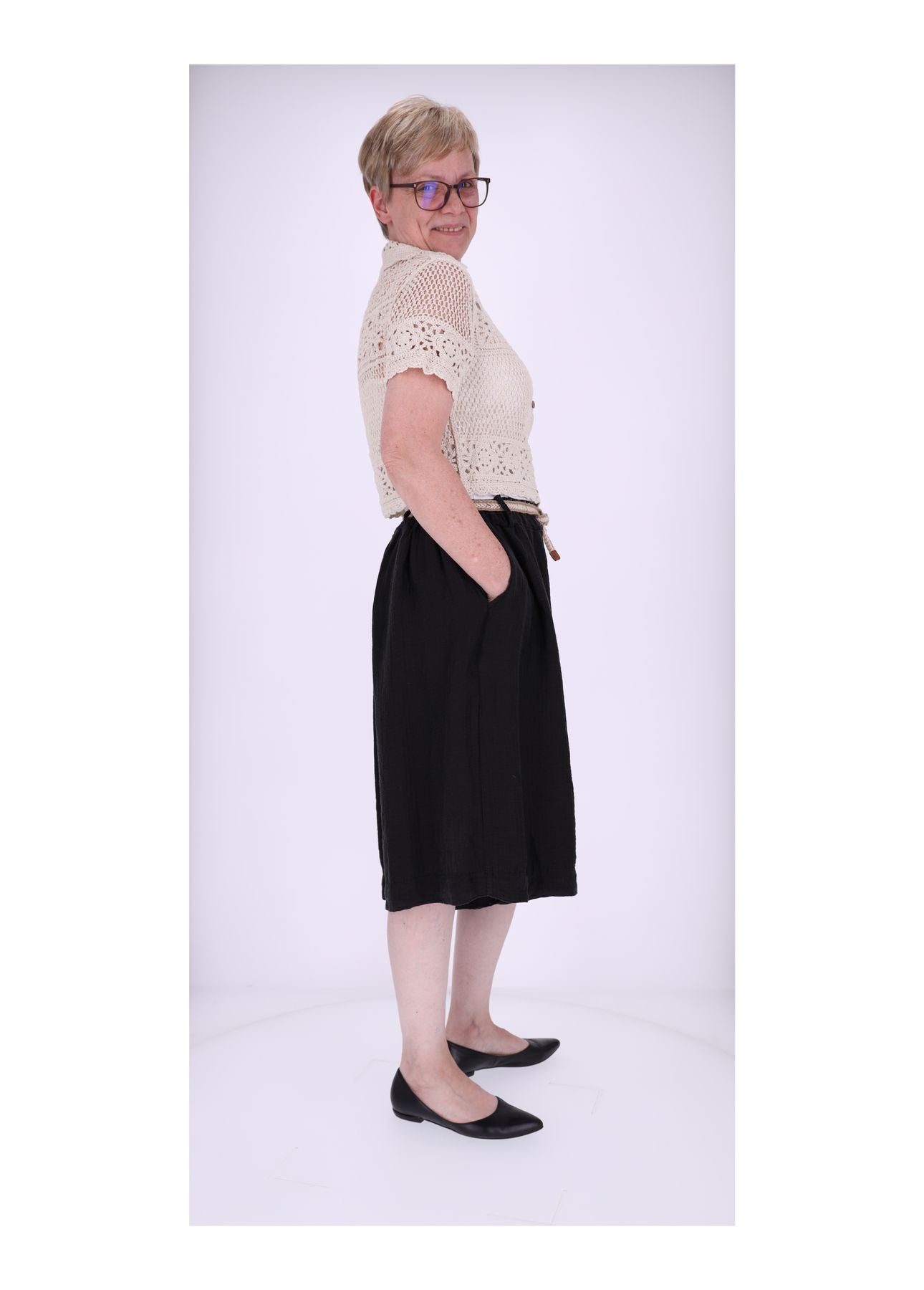 Short Damen Oversize Musselin