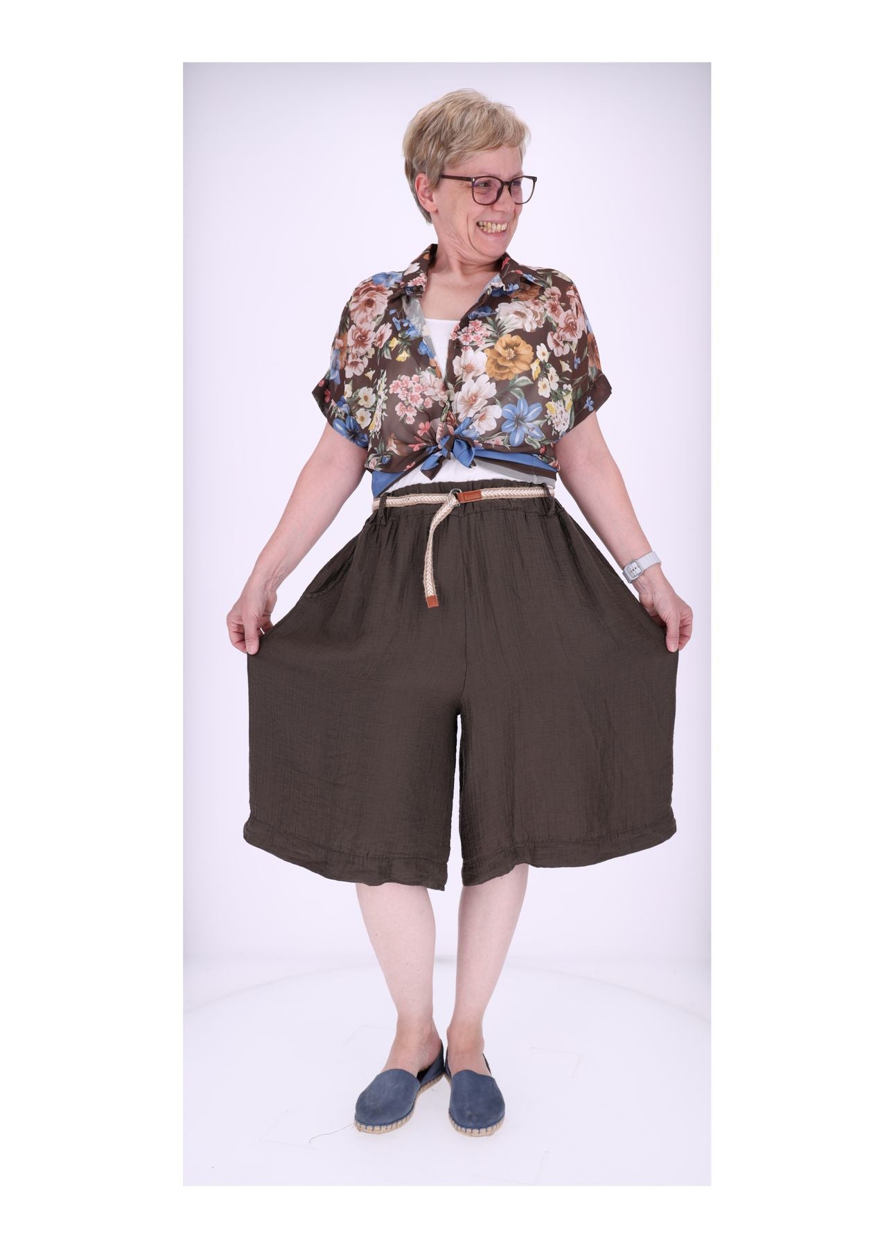 Short Damen Oversize Musselin